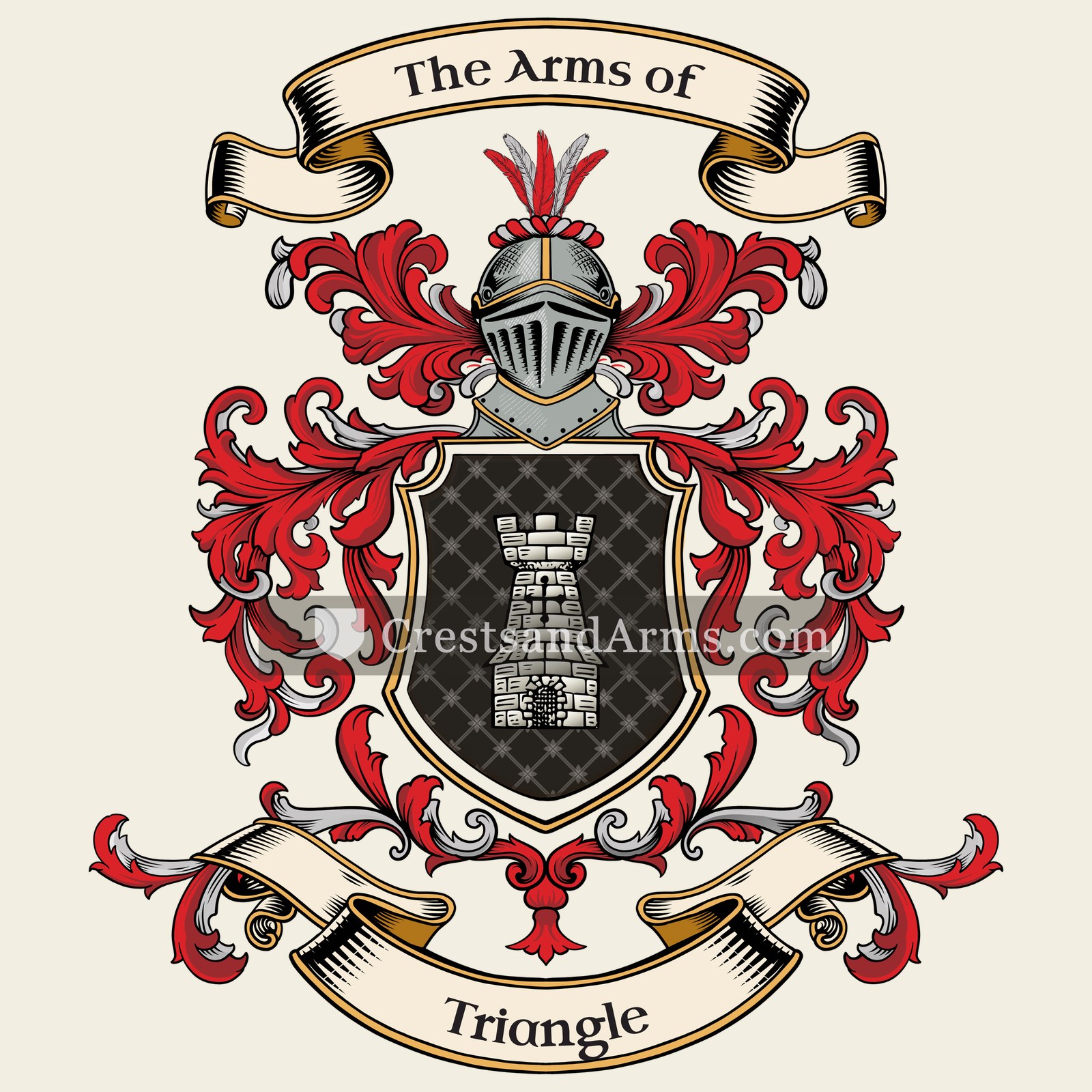 The Triangle coat of arms, drawn from the recorded blazon