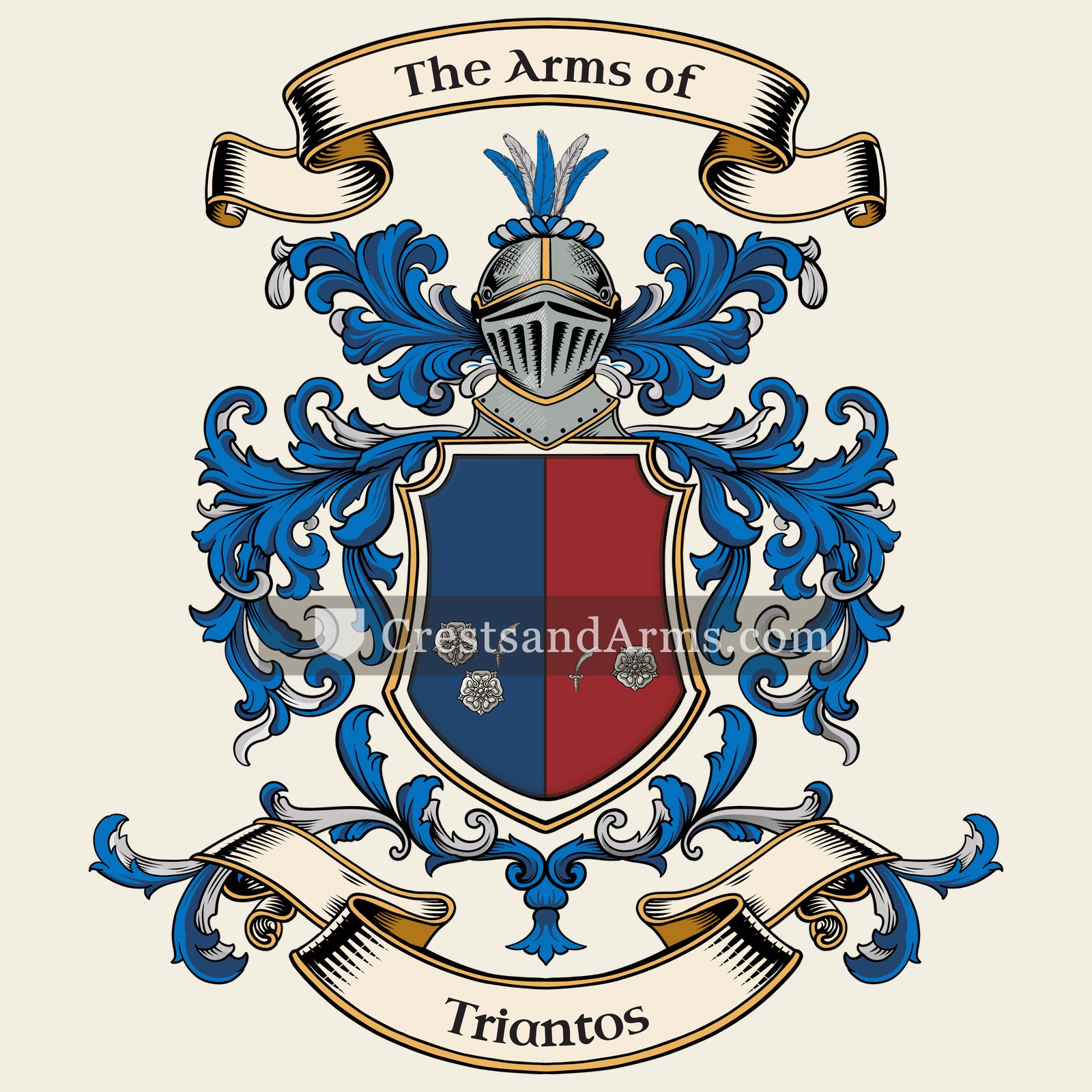 The Triantos coat of arms, drawn from the recorded blazon