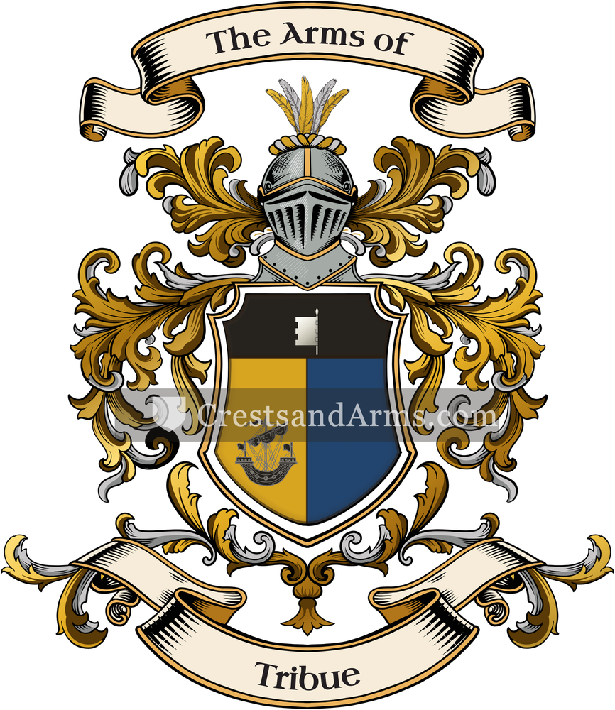 The Tribue coat of arms, drawn from the recorded blazon