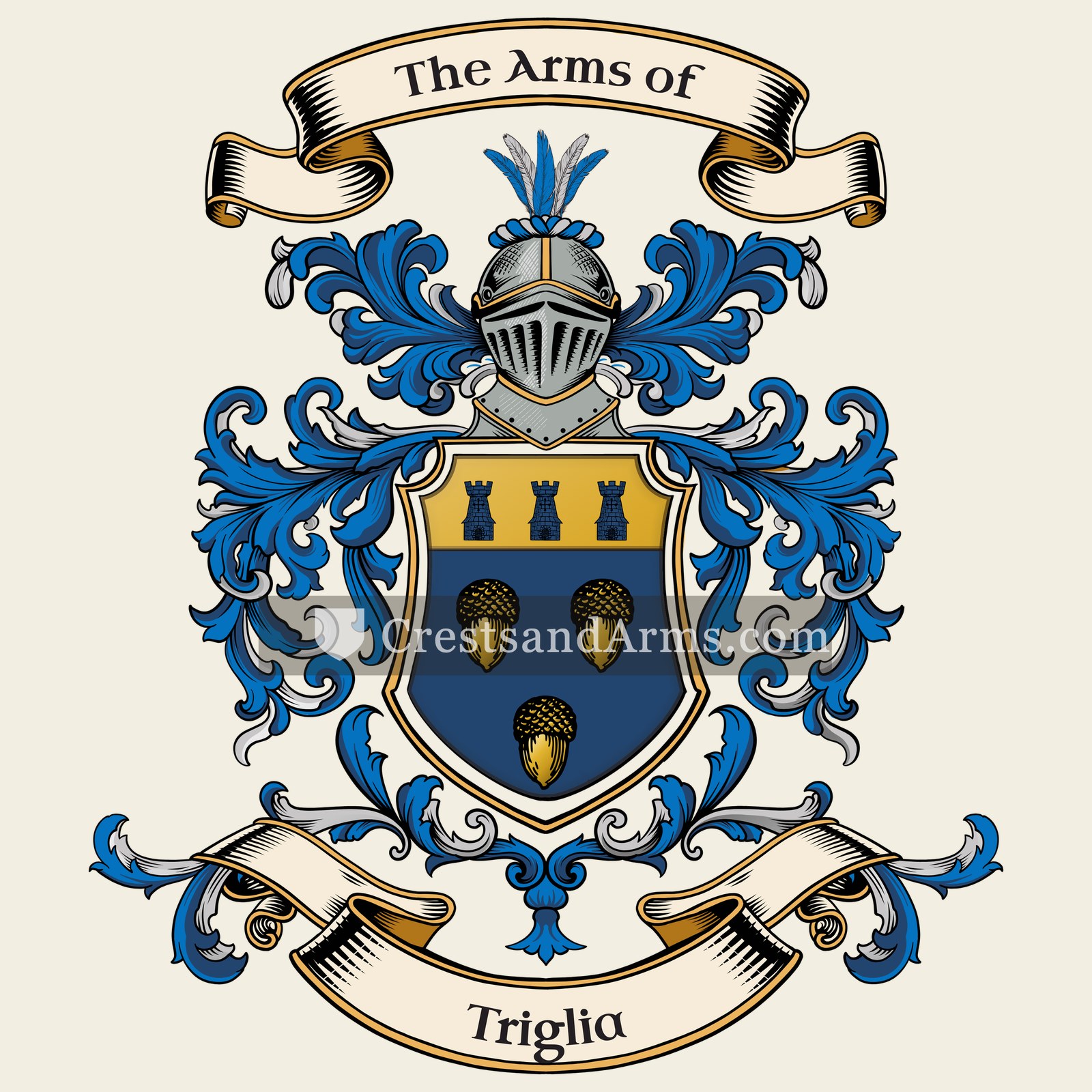 The Triglia coat of arms, drawn from the recorded blazon