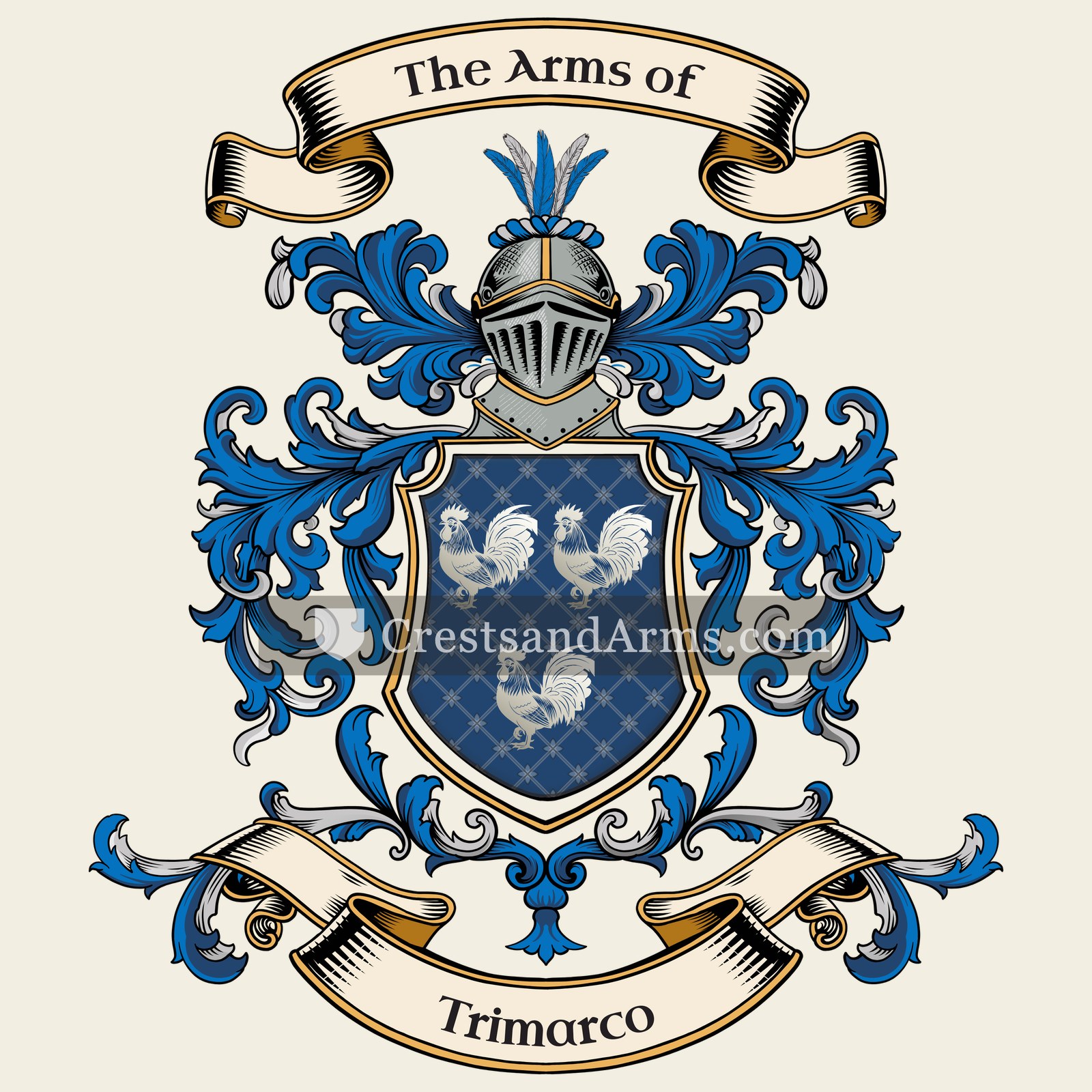 The Trimarco coat of arms, drawn from the recorded blazon