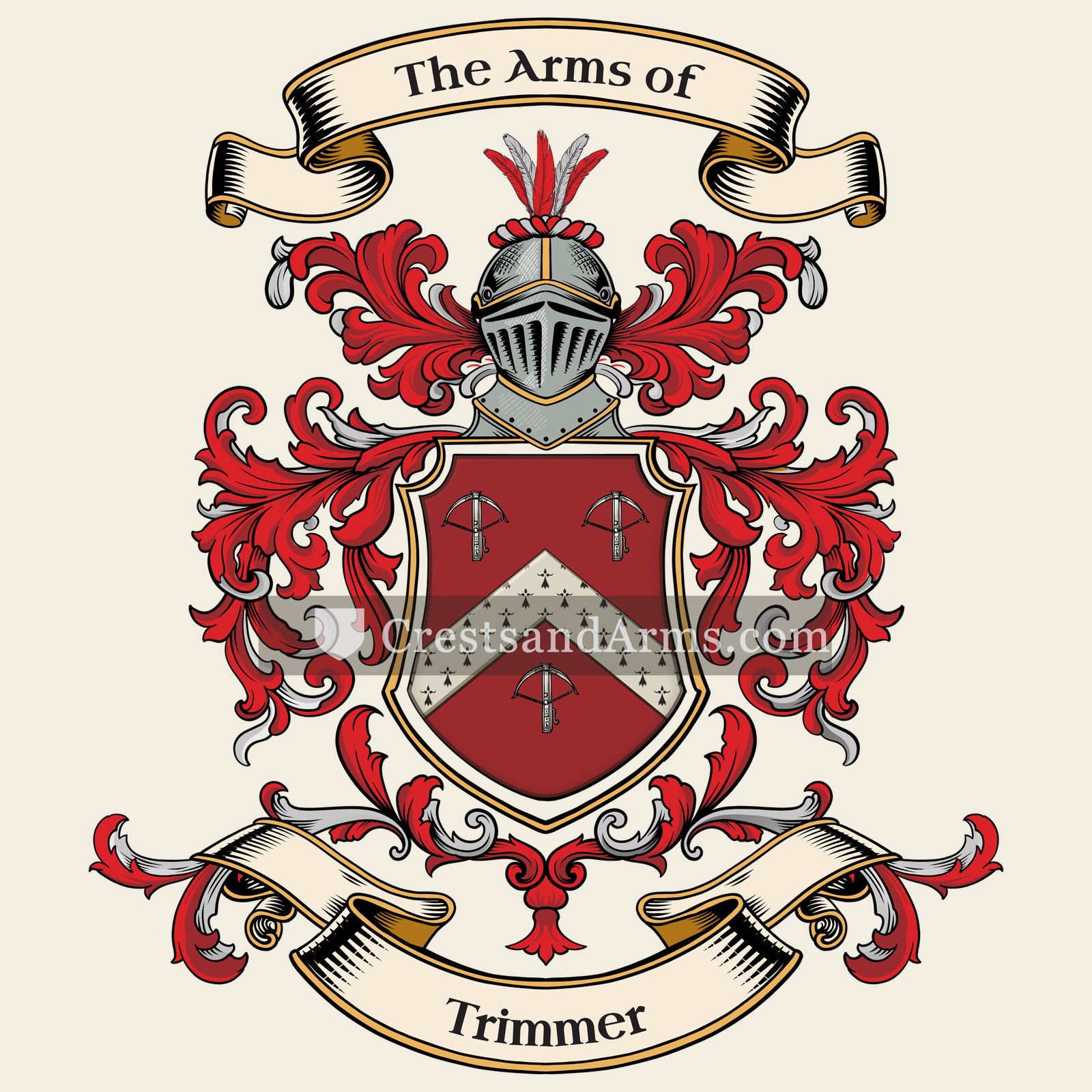 The Trimmer coat of arms, drawn from the recorded blazon