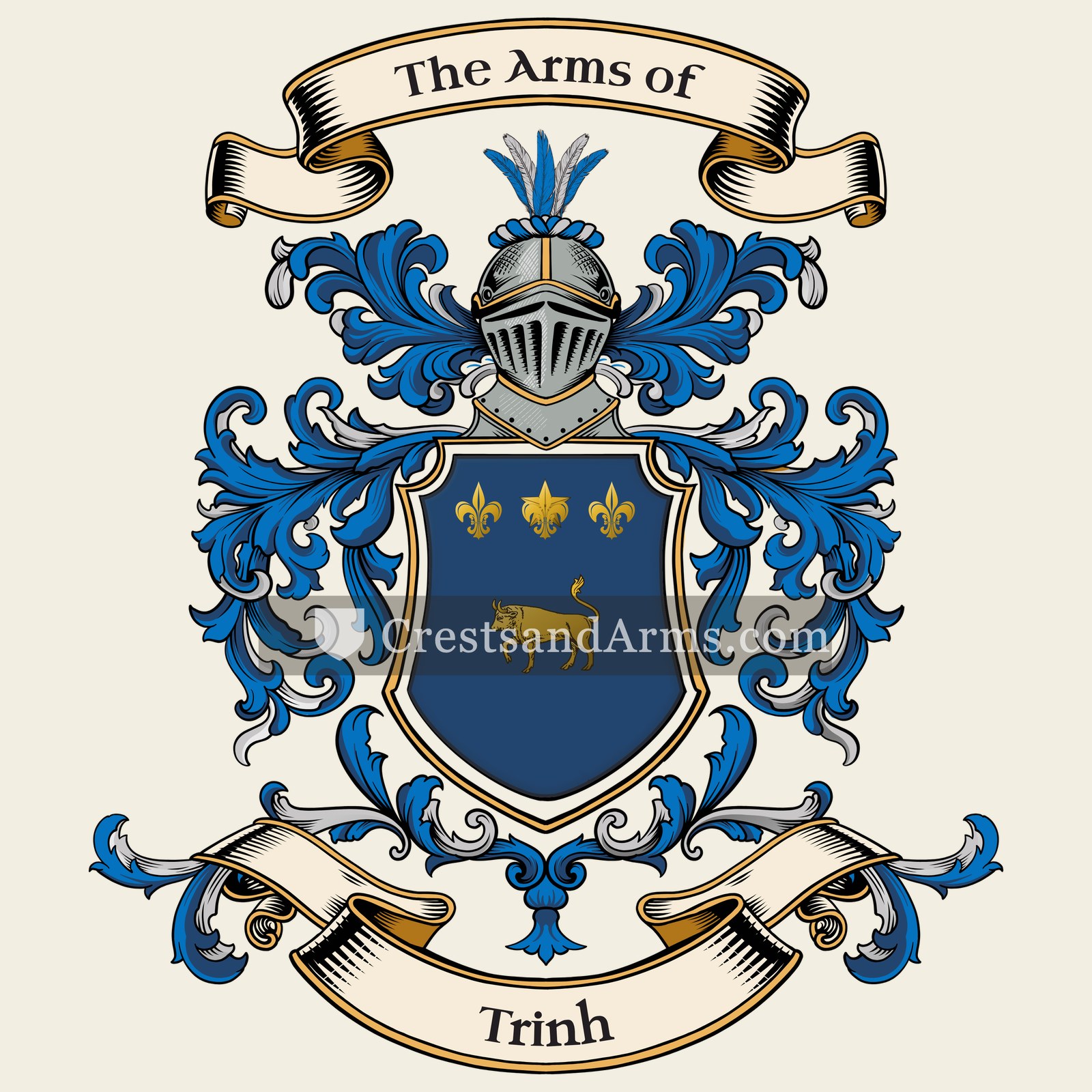 The Trinh coat of arms, drawn from the recorded blazon