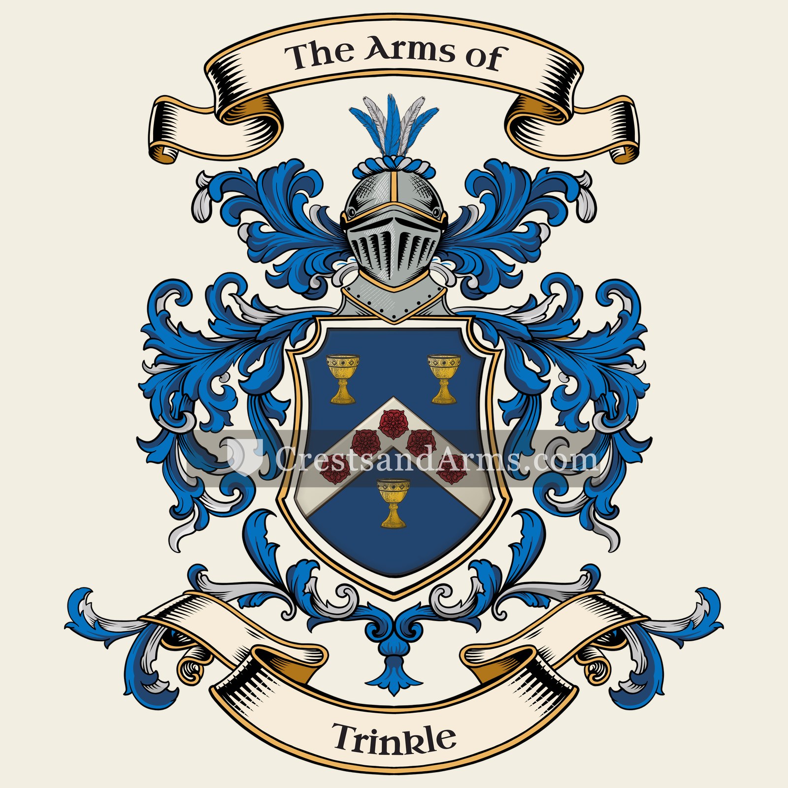 The Trinkle coat of arms, drawn from the recorded blazon