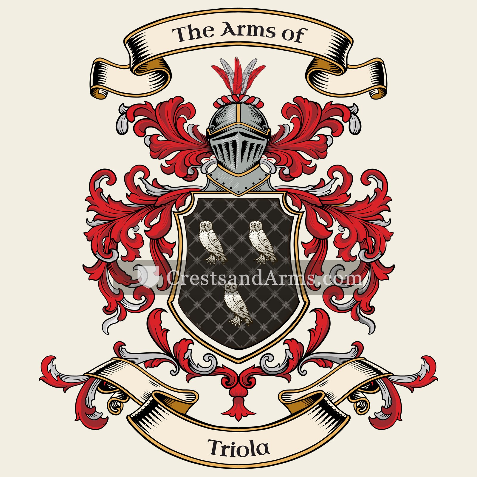 The Triola coat of arms, drawn from the recorded blazon