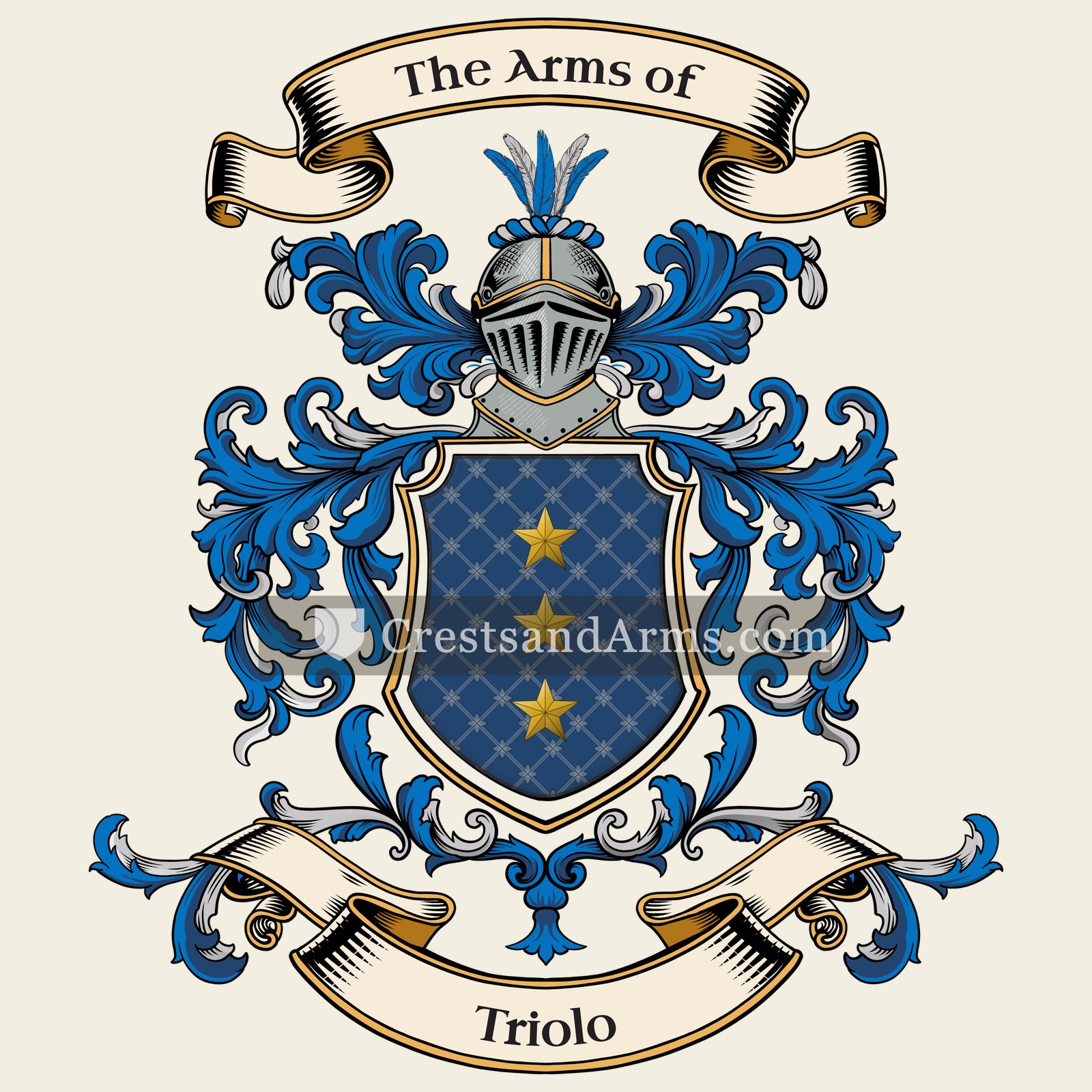 The Triolo coat of arms, drawn from the recorded blazon