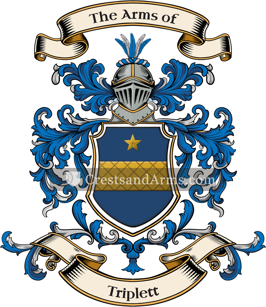 The Triplett coat of arms, drawn from the recorded blazon
