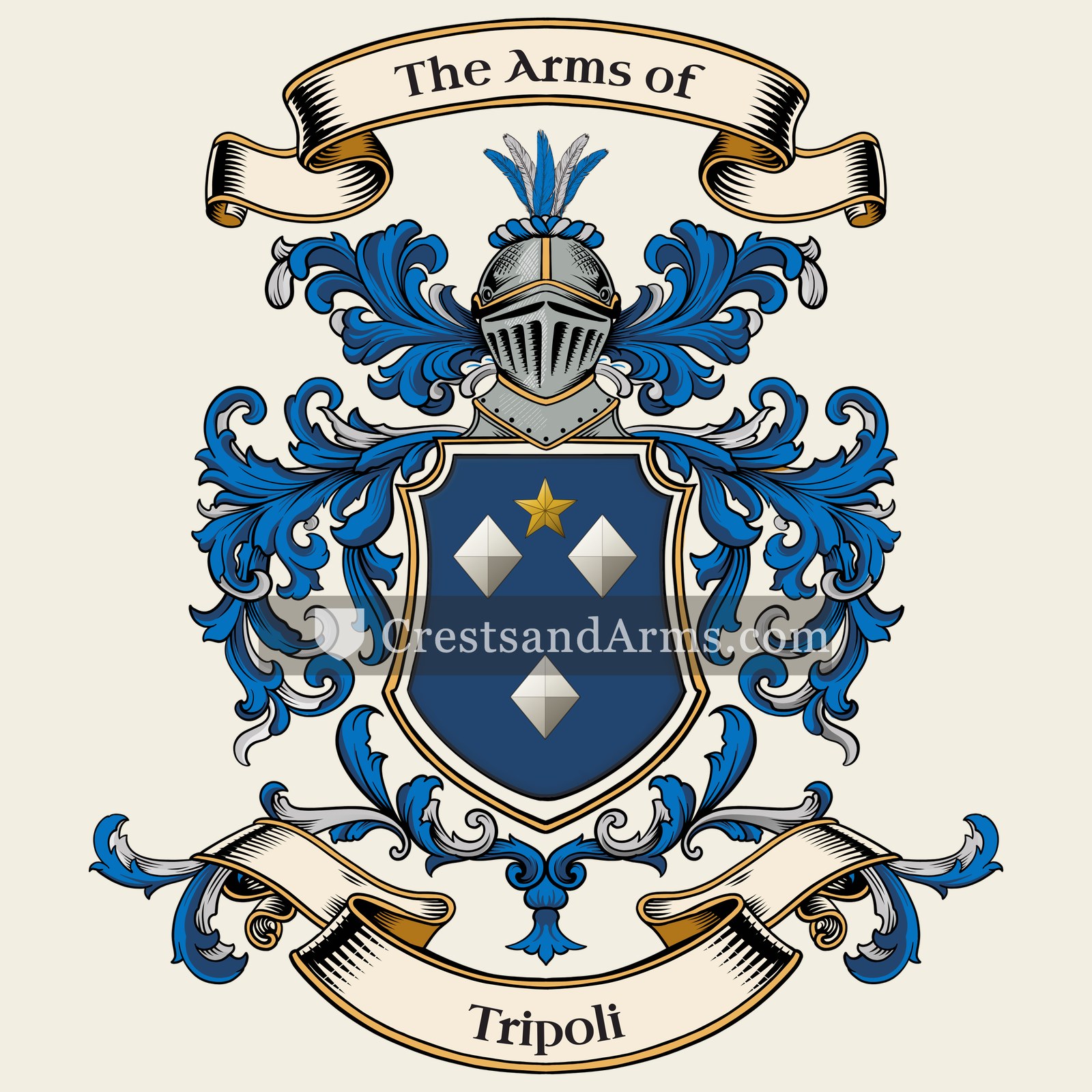 The Tripoli coat of arms, drawn from the recorded blazon