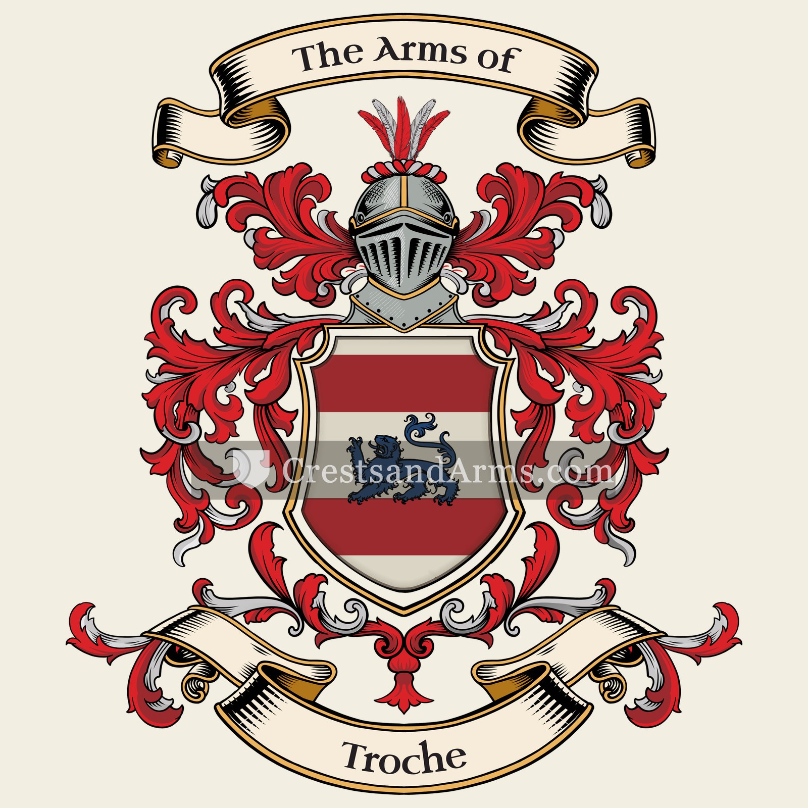 The Troche coat of arms, drawn from the recorded blazon