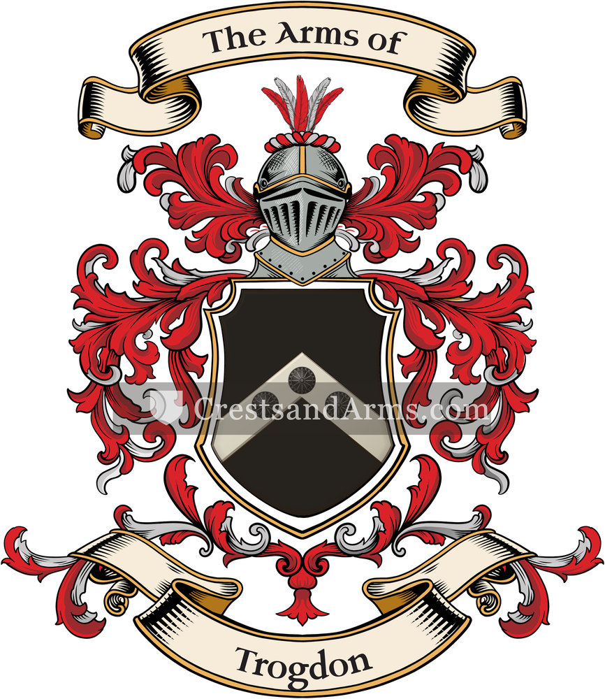 The Trogdon coat of arms, drawn from the recorded blazon
