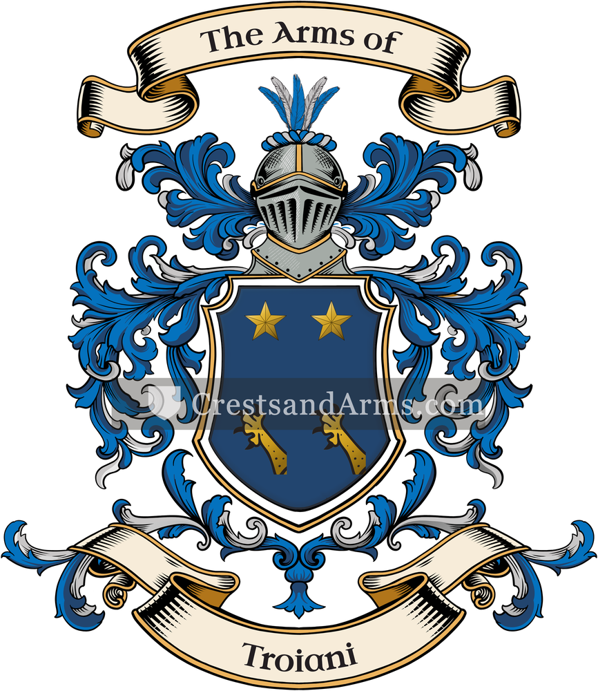 The Troiani coat of arms, drawn from the recorded blazon