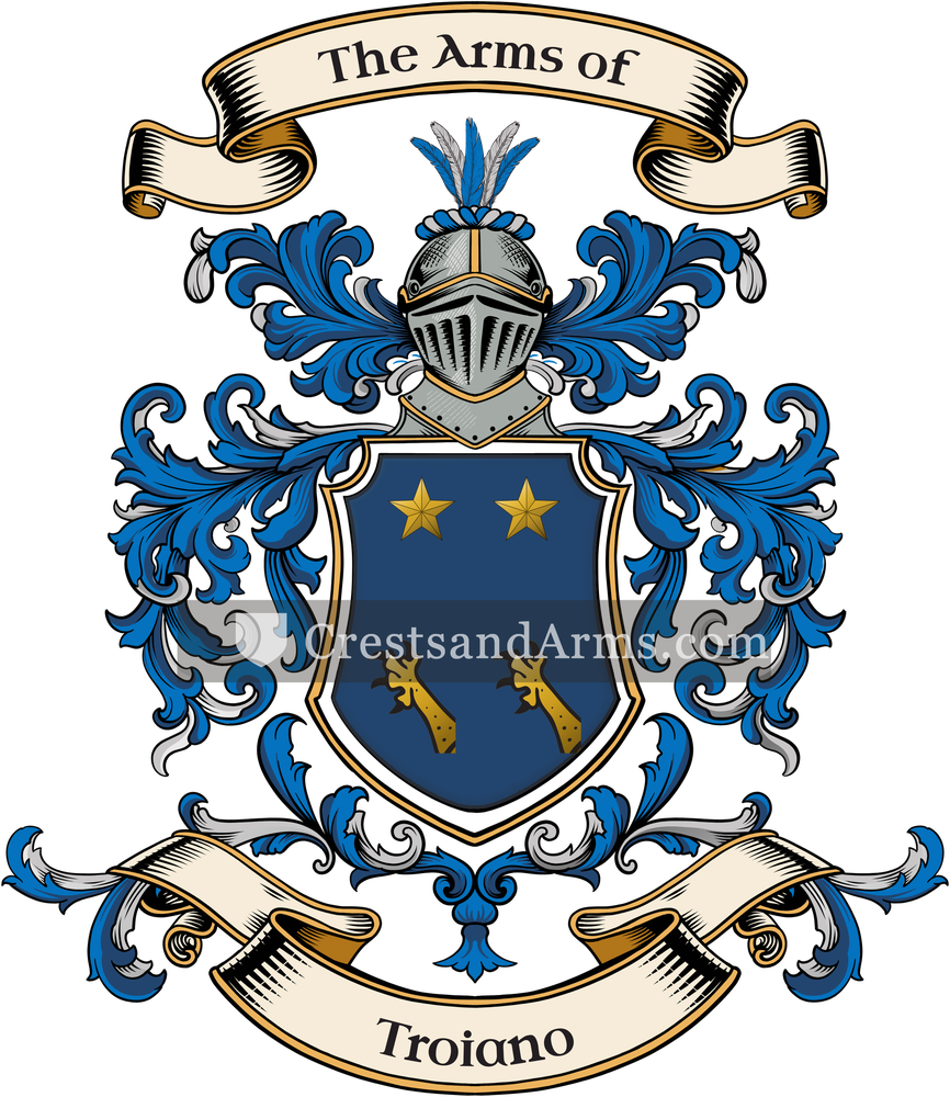 The Troiano coat of arms, drawn from the recorded blazon