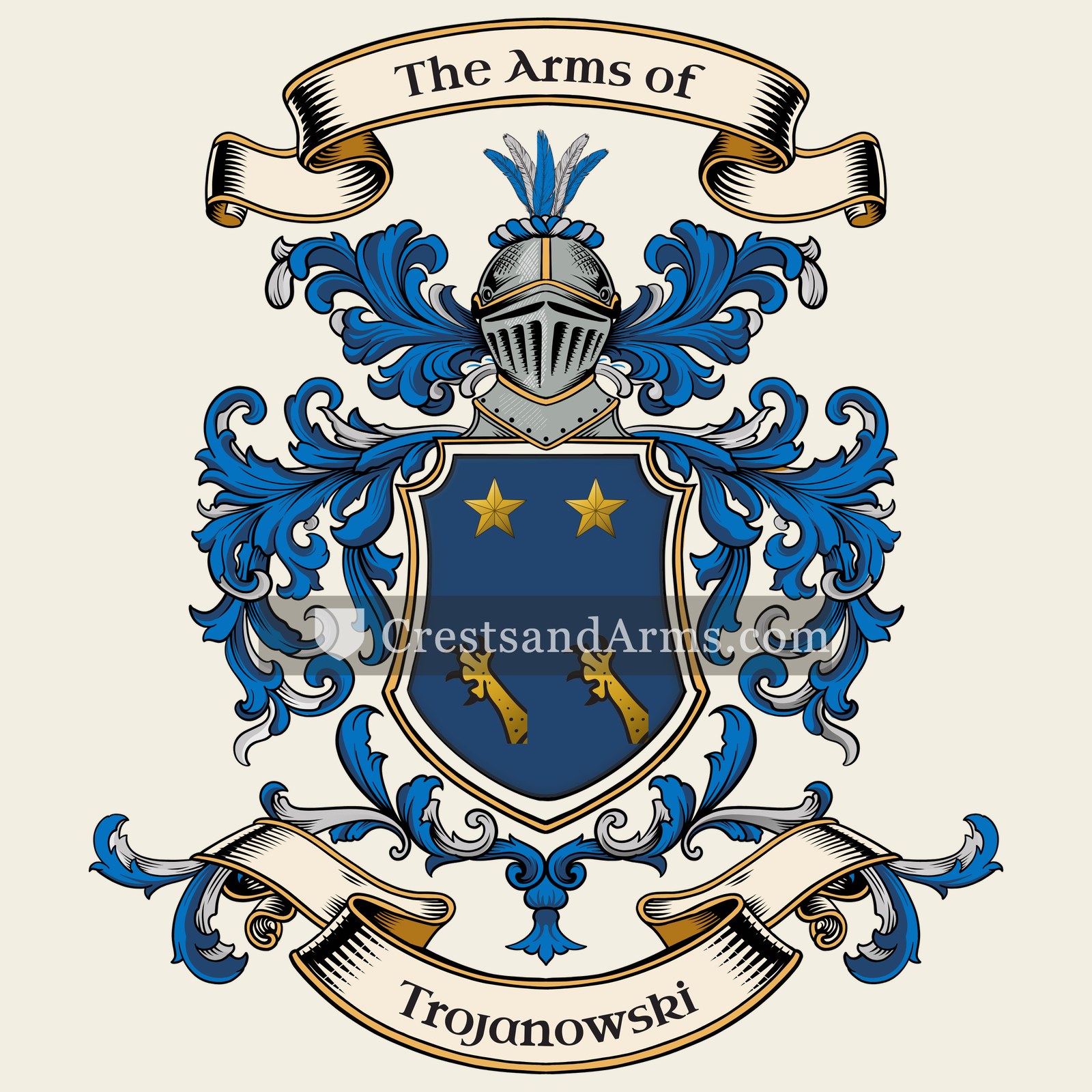 The Trojanowski coat of arms, drawn from the recorded blazon