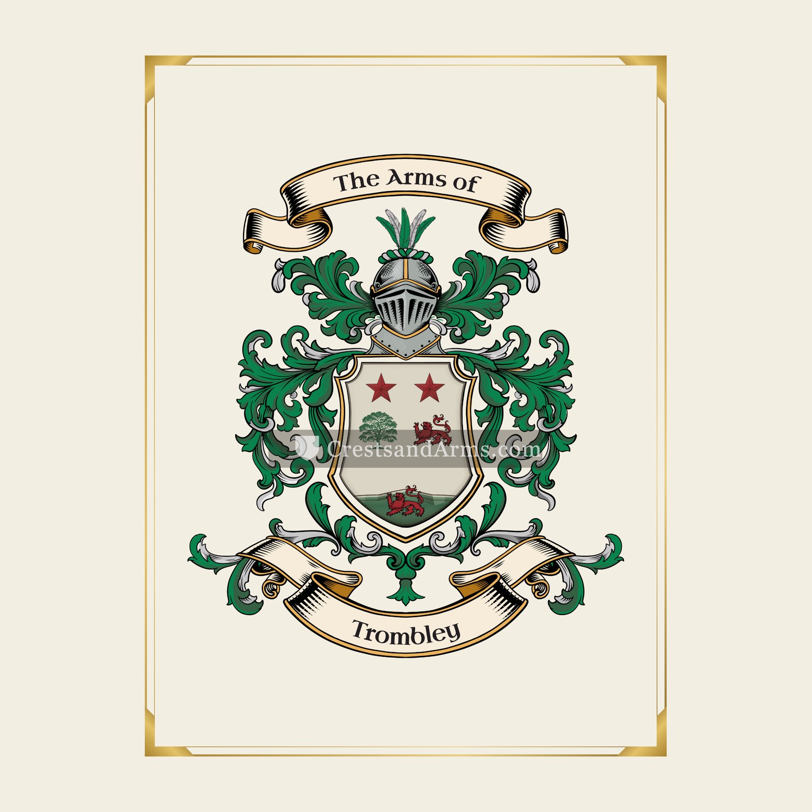 With gold border