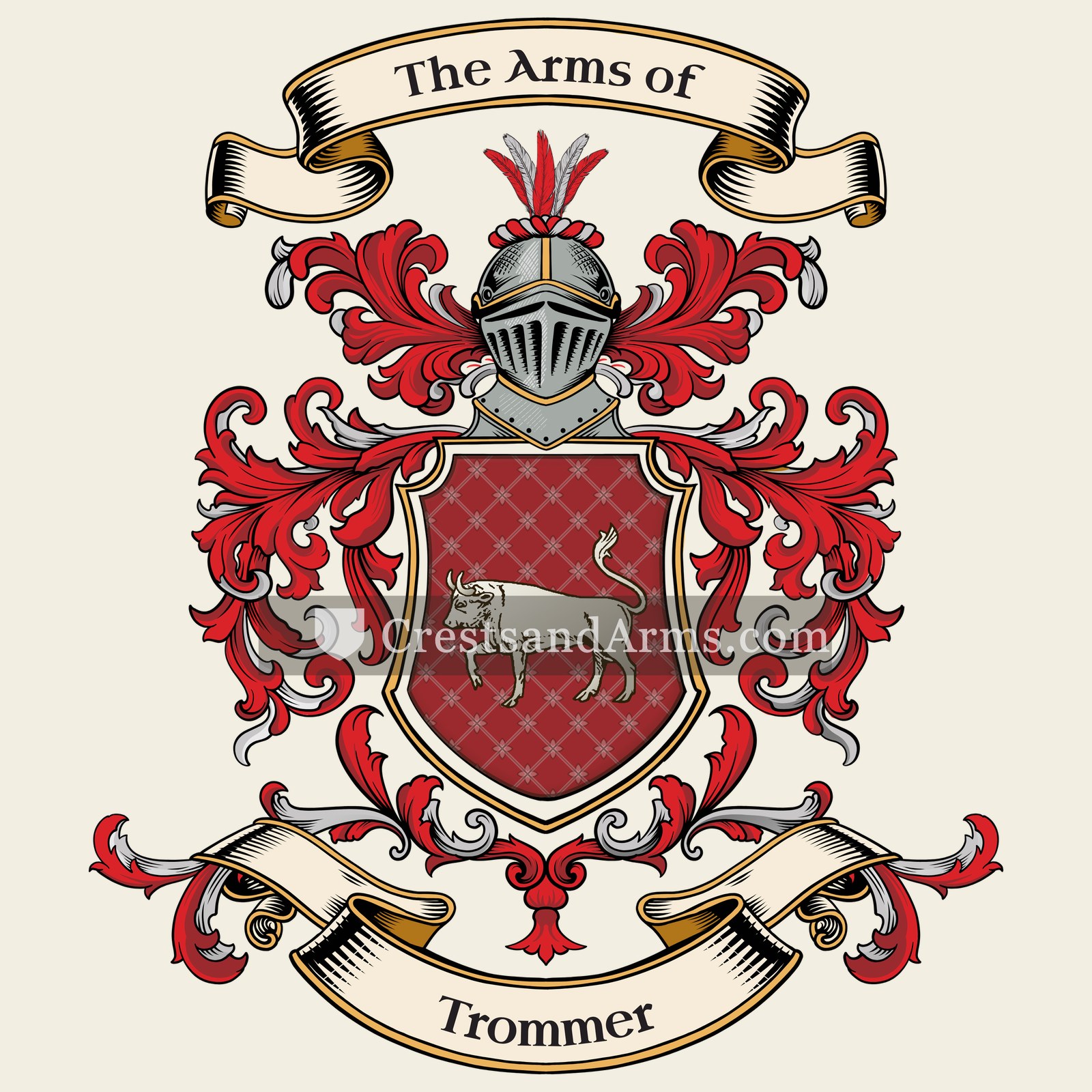 The Trommer coat of arms, drawn from the recorded blazon