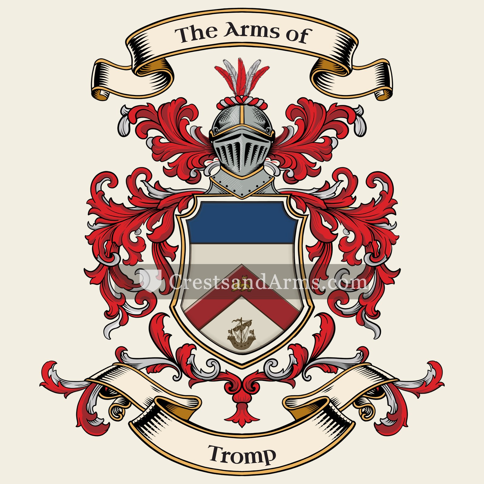 The Tromp coat of arms, drawn from the recorded blazon