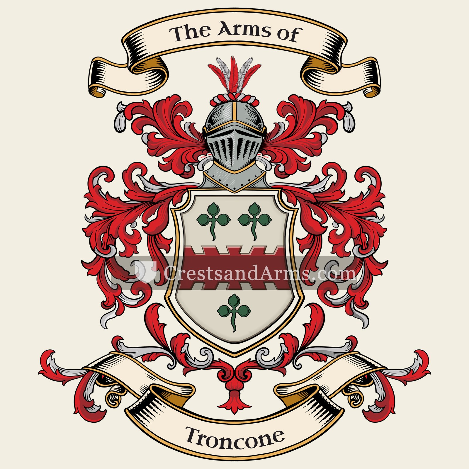 The Troncone coat of arms, drawn from the recorded blazon
