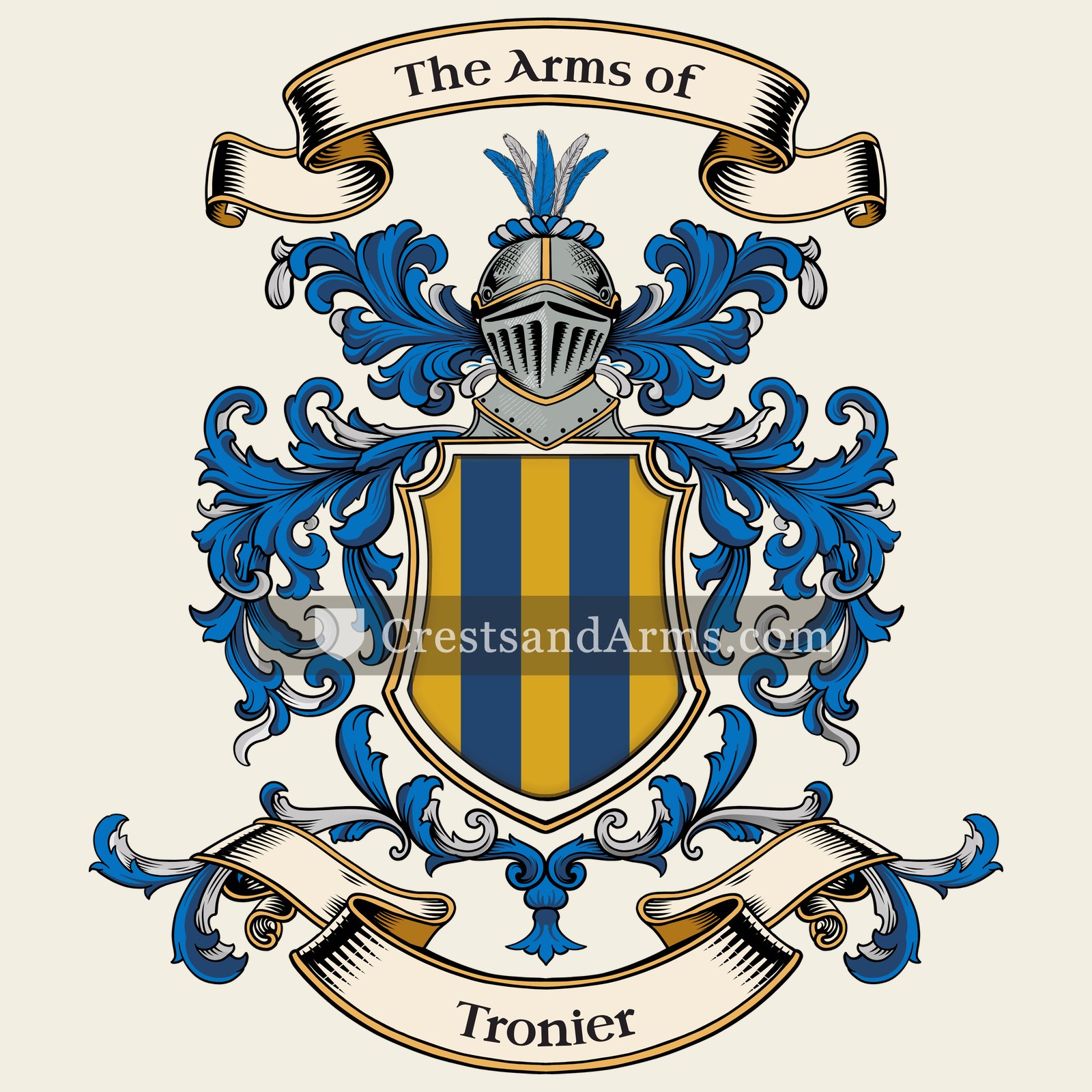 The Tronier coat of arms, drawn from the recorded blazon