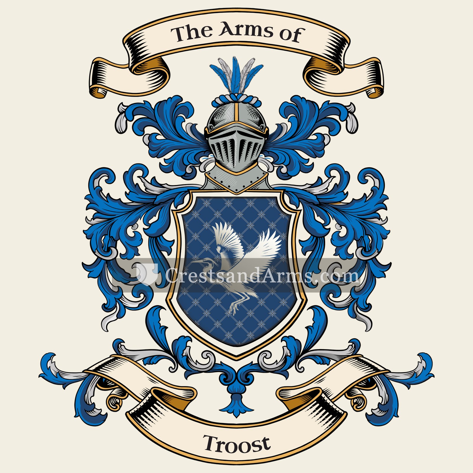 The Troost coat of arms, drawn from the recorded blazon