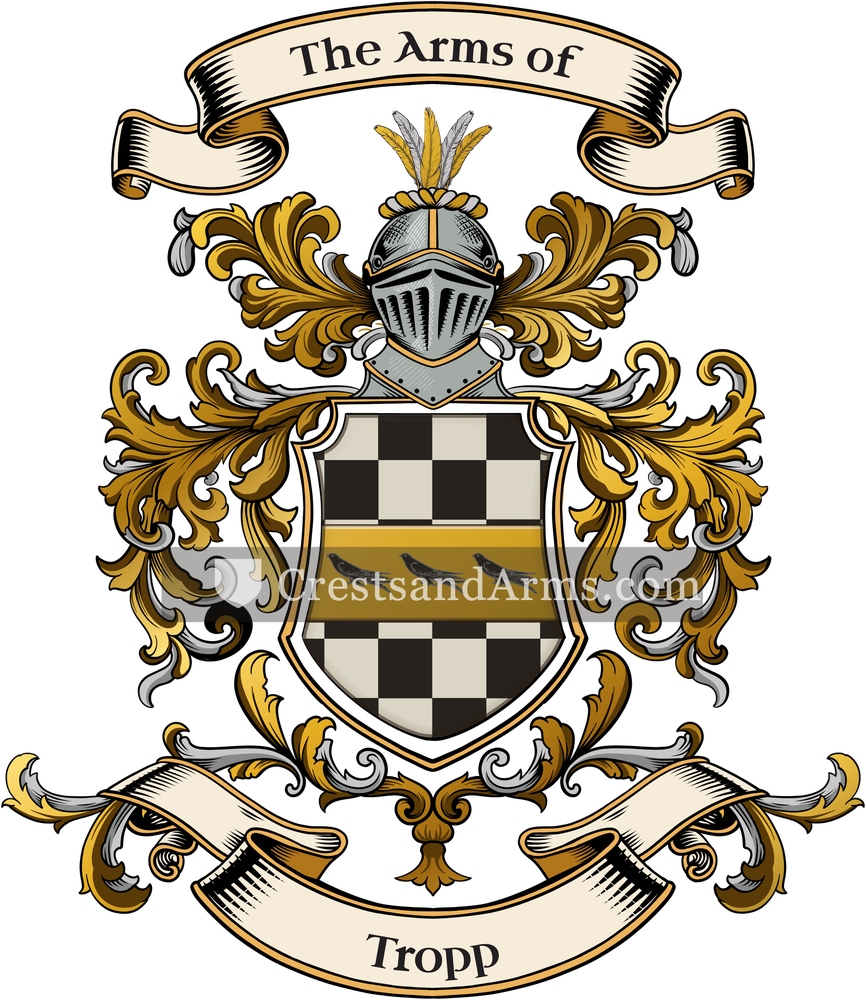 The Tropp coat of arms, drawn from the recorded blazon