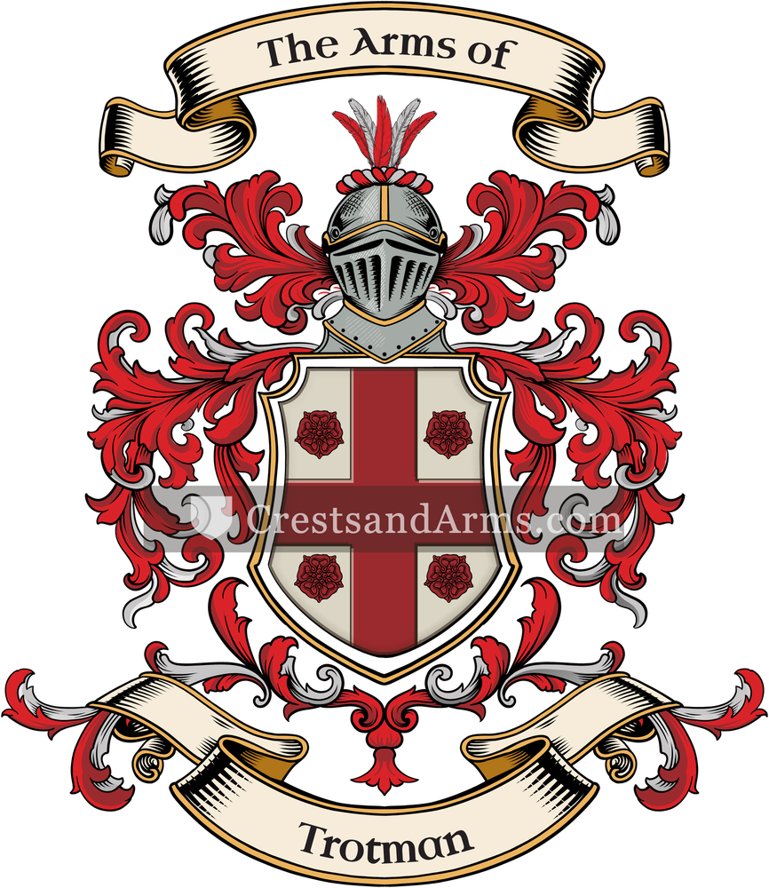 The Trotman coat of arms, drawn from the recorded blazon