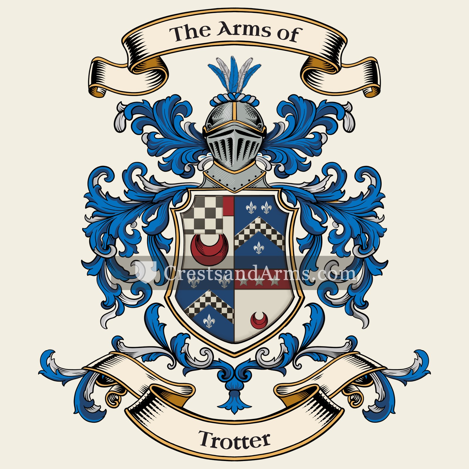 The Trotter coat of arms, drawn from the recorded blazon