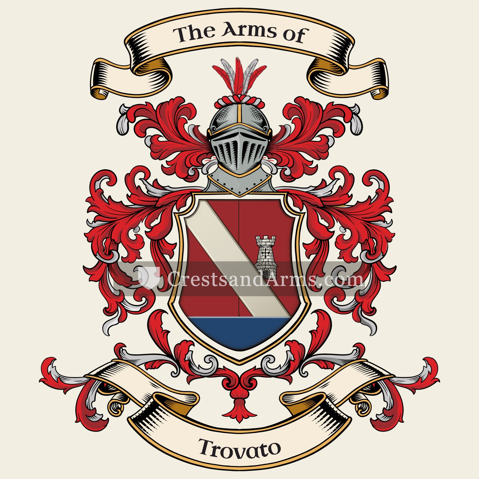 The Trovato coat of arms, drawn from the recorded blazon