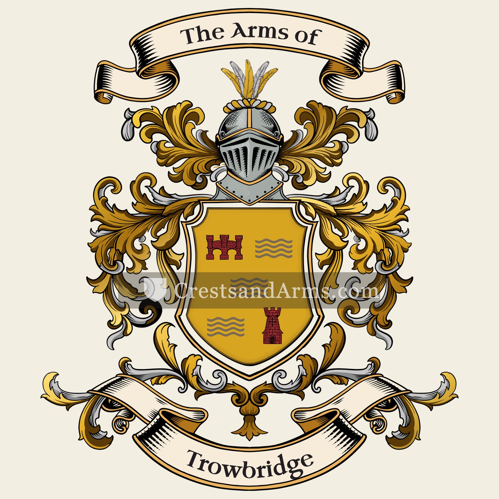 The Trowbridge coat of arms, drawn from the recorded blazon