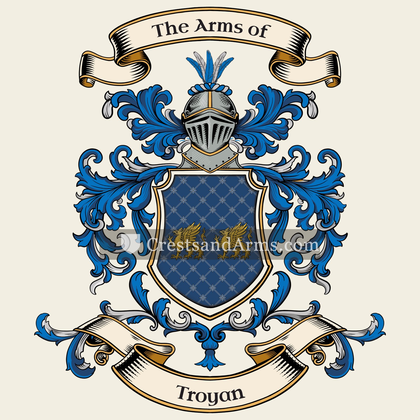 The Troyan coat of arms, drawn from the recorded blazon