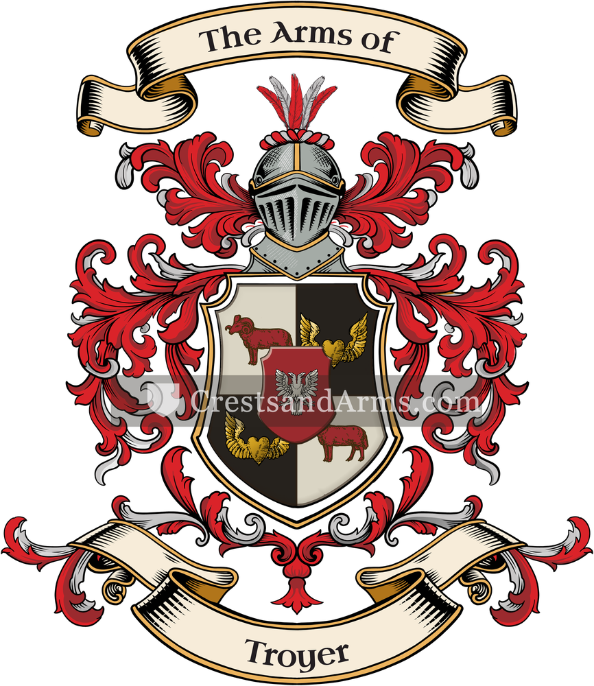 The Troyer coat of arms, drawn from the recorded blazon
