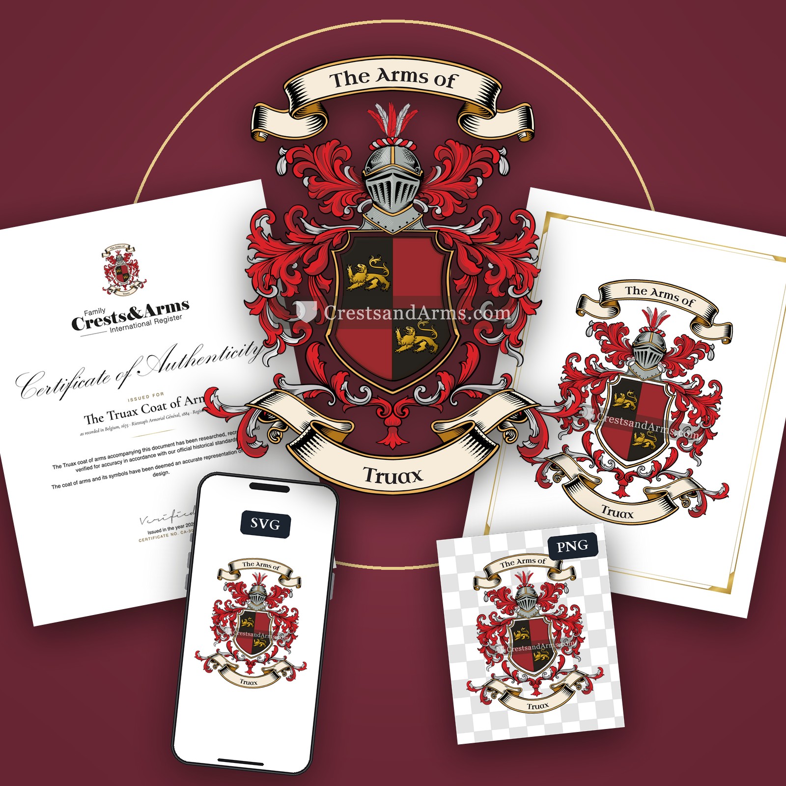 The Truax arms on the coat of arms — digital pack