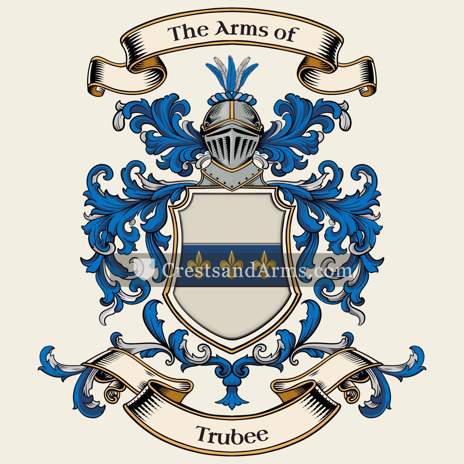The Trubee coat of arms, drawn from the recorded blazon