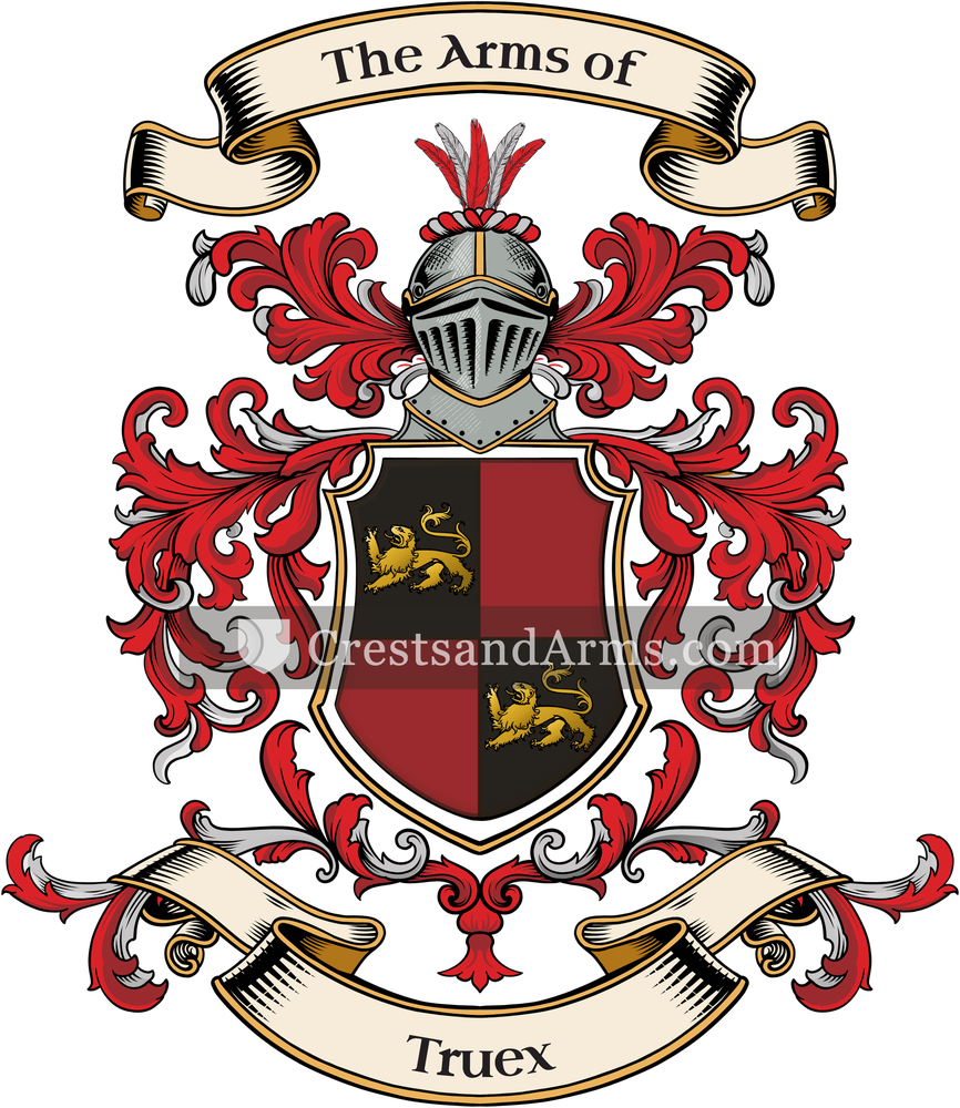 The Truex coat of arms, drawn from the recorded blazon