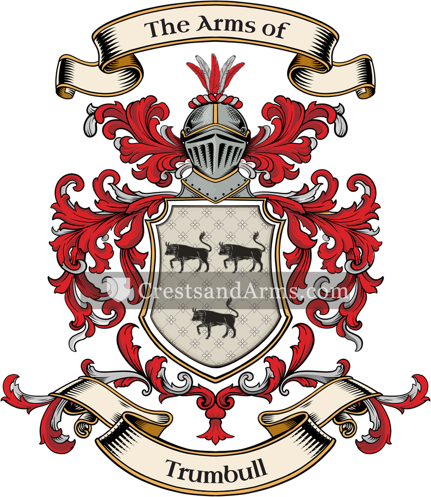 The Trumbull coat of arms, drawn from the recorded blazon