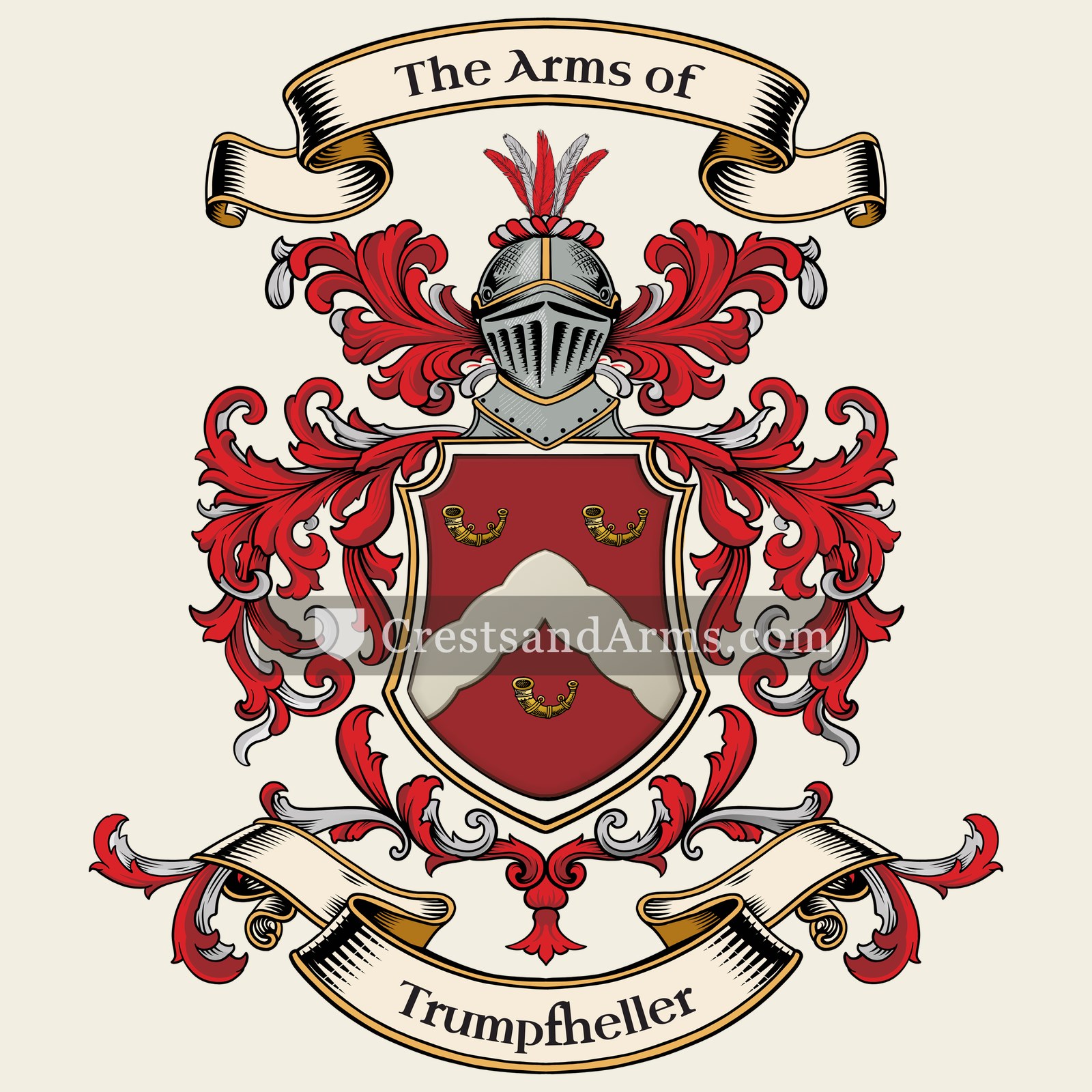 The Trumpfheller coat of arms, drawn from the recorded blazon