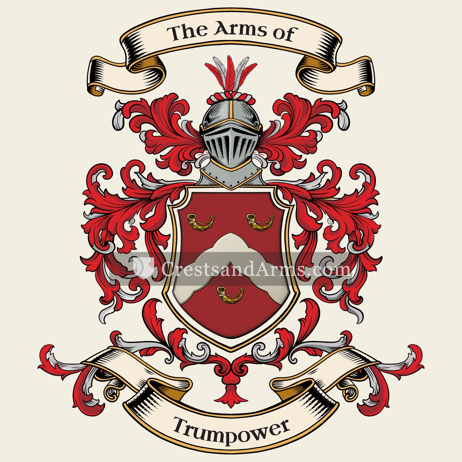 The Trumpower coat of arms, drawn from the recorded blazon