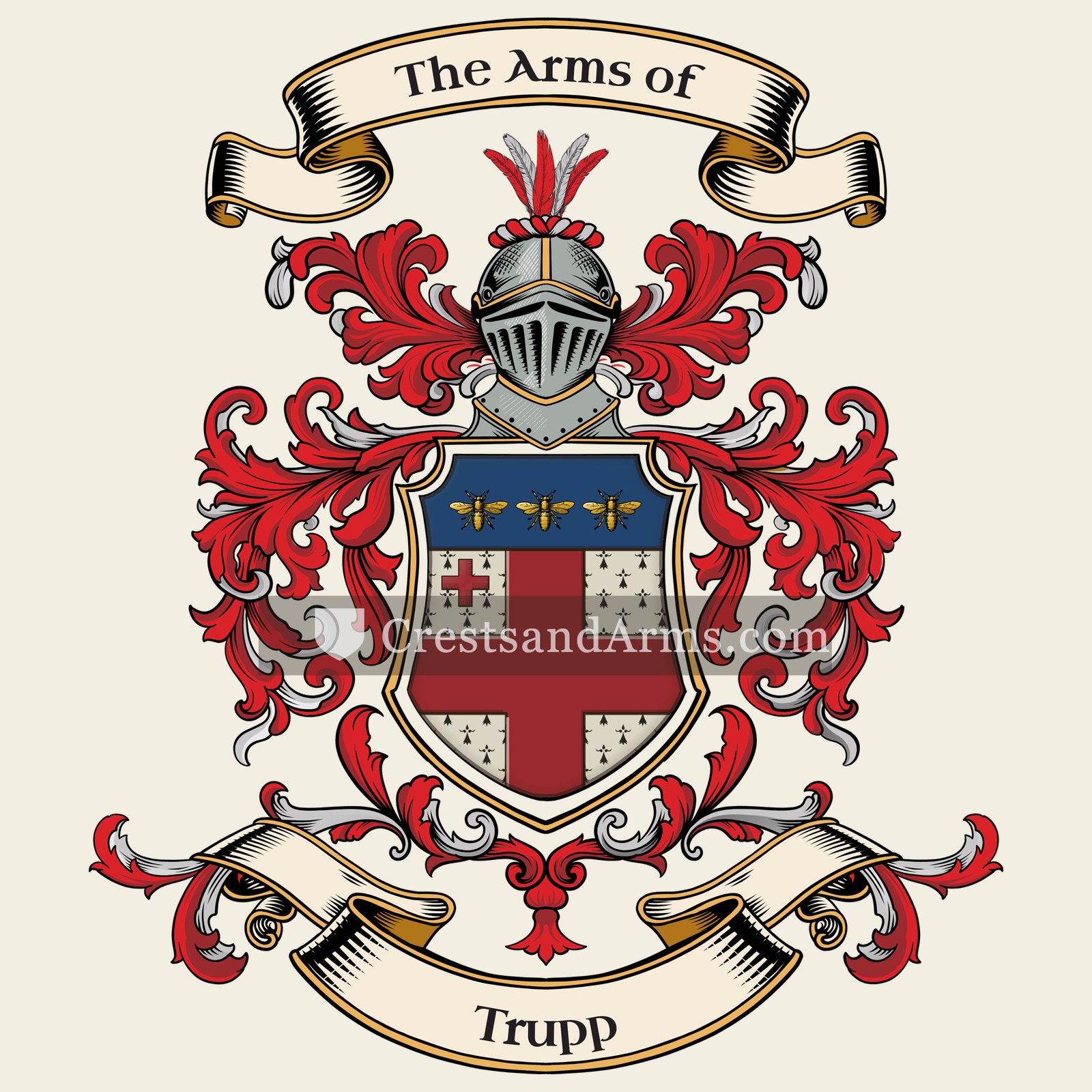 The Trupp coat of arms, drawn from the recorded blazon