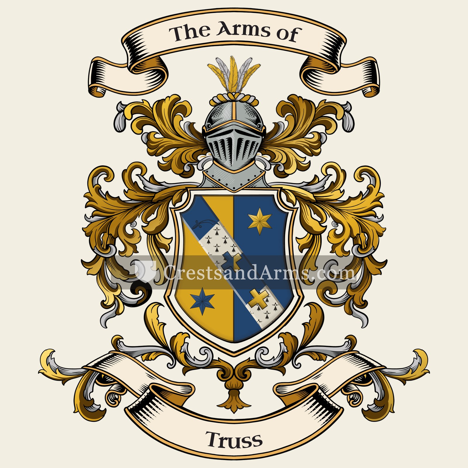 The Truss coat of arms, drawn from the recorded blazon