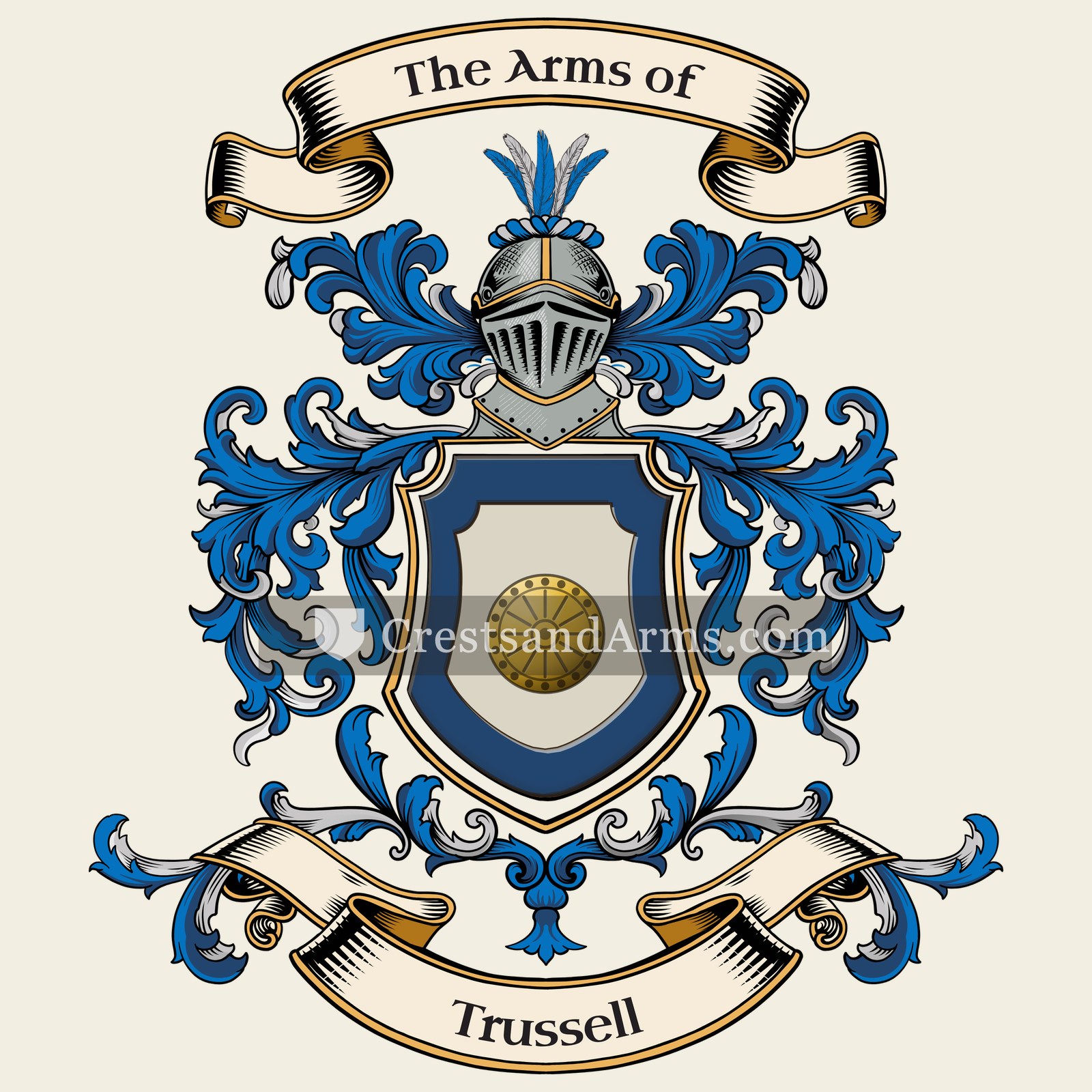 The Trussell coat of arms, drawn from the recorded blazon