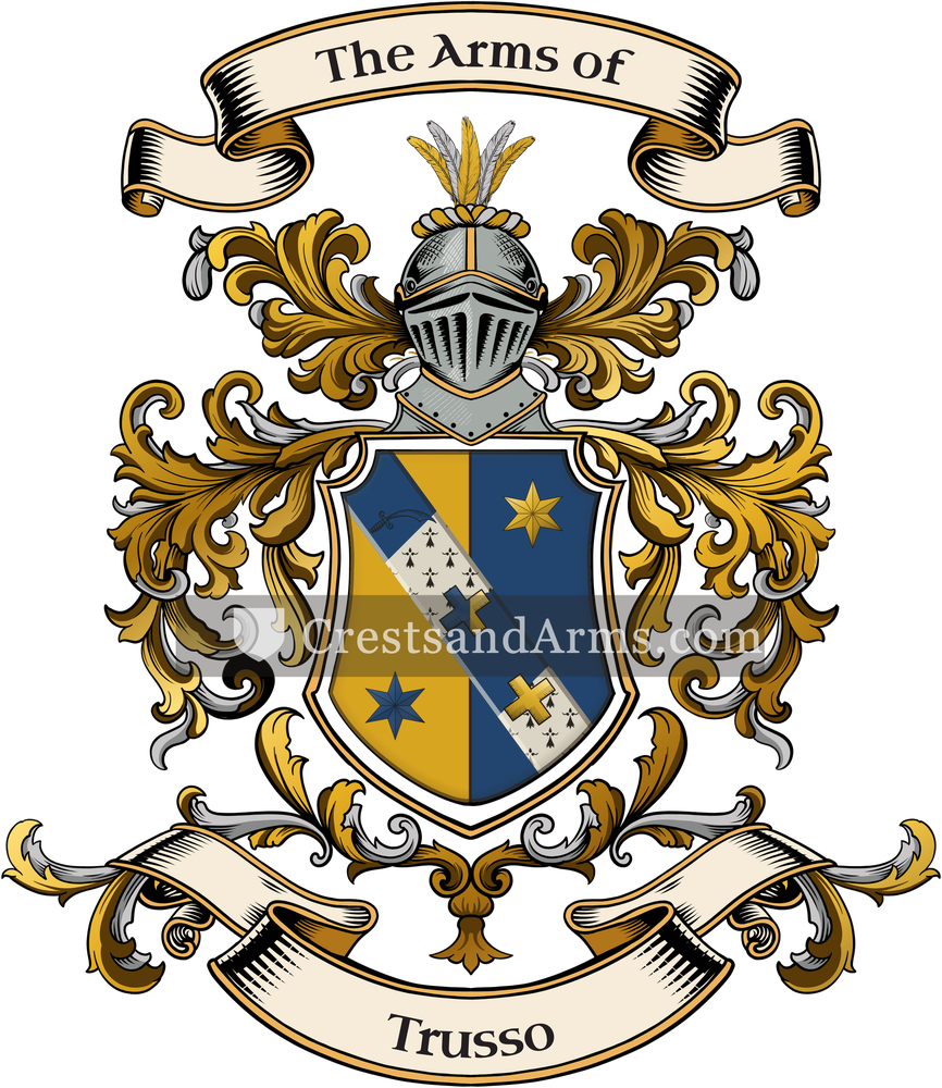 The Trusso coat of arms, drawn from the recorded blazon