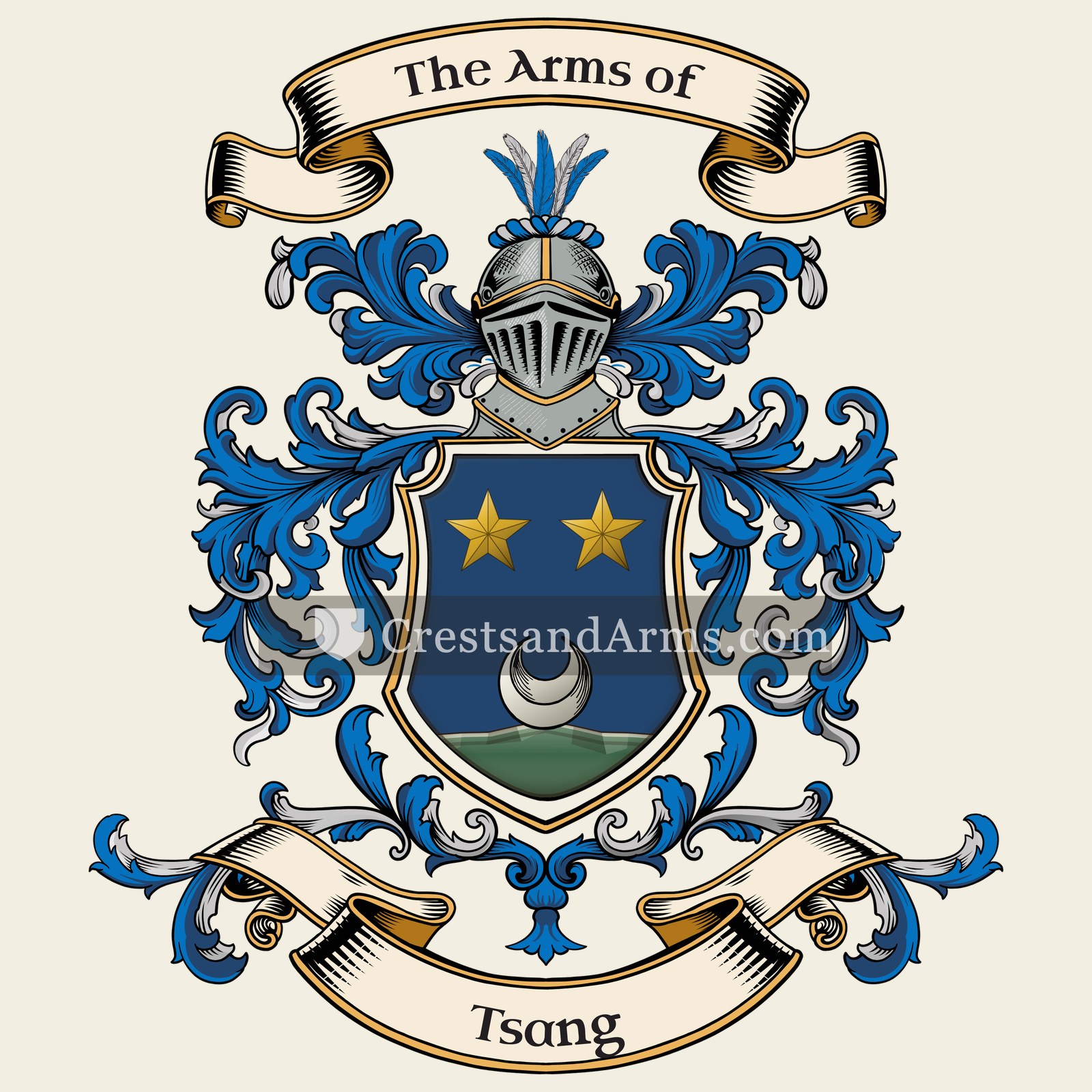 The Tsang coat of arms, drawn from the recorded blazon