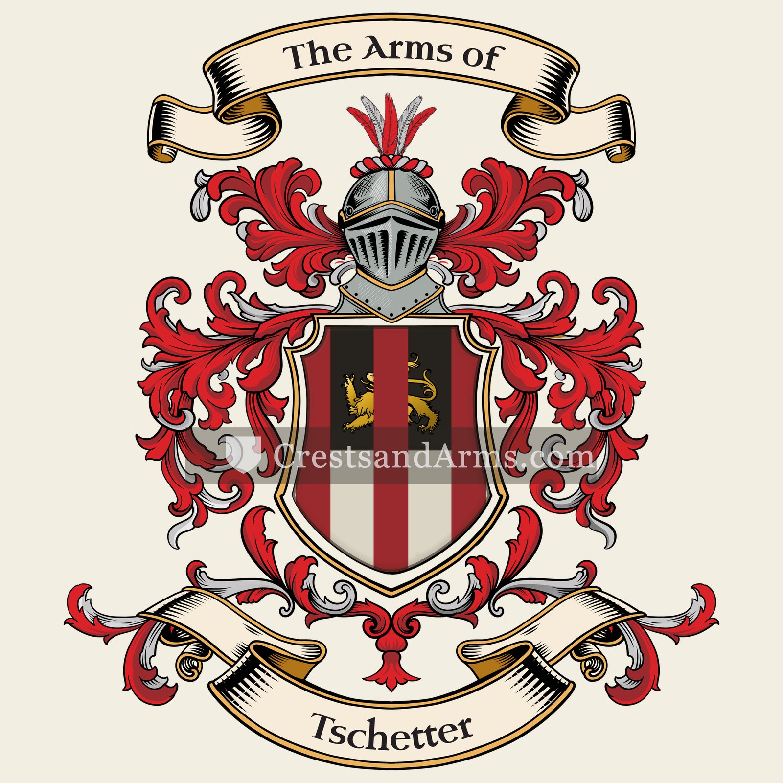 The Tschetter coat of arms, drawn from the recorded blazon