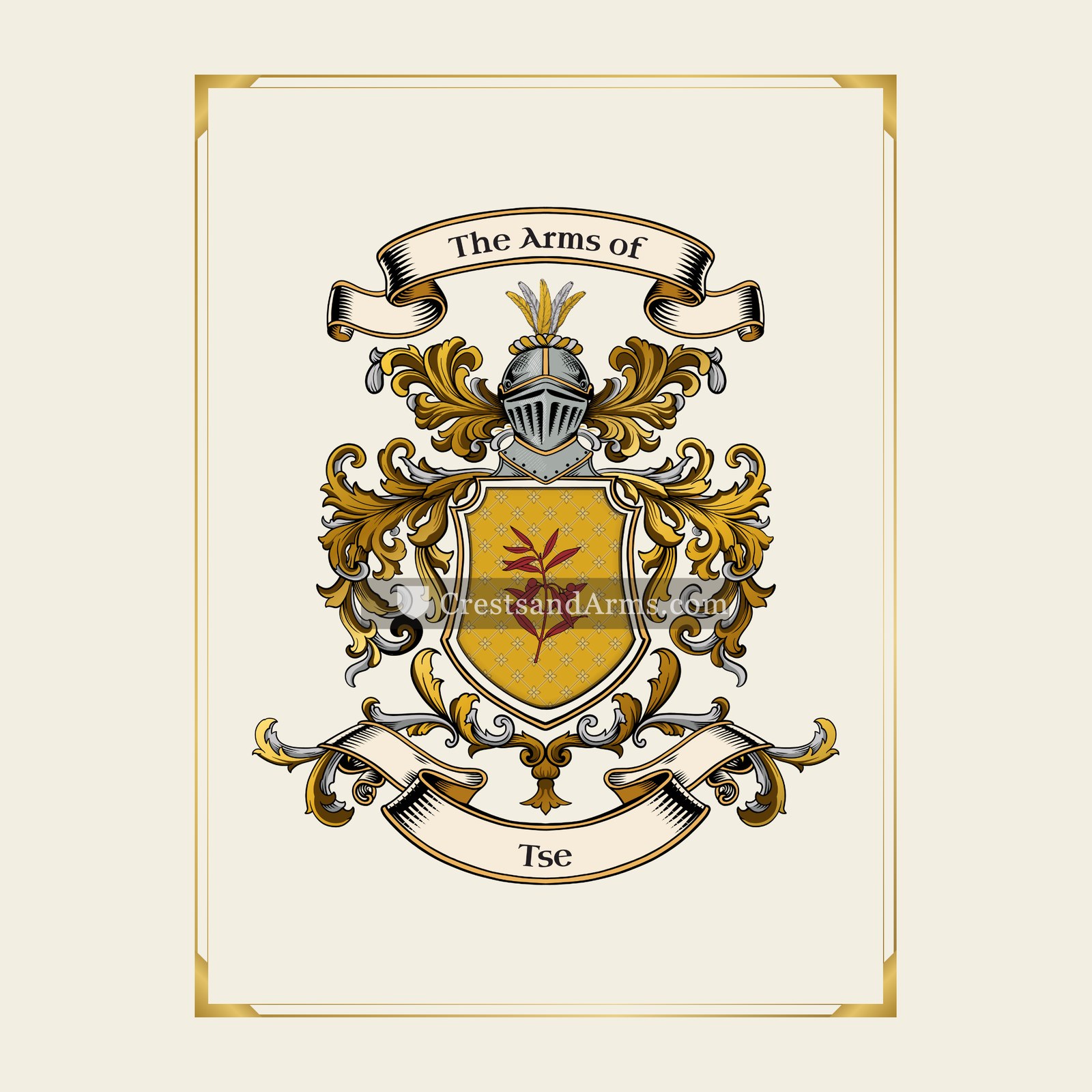 With gold border
