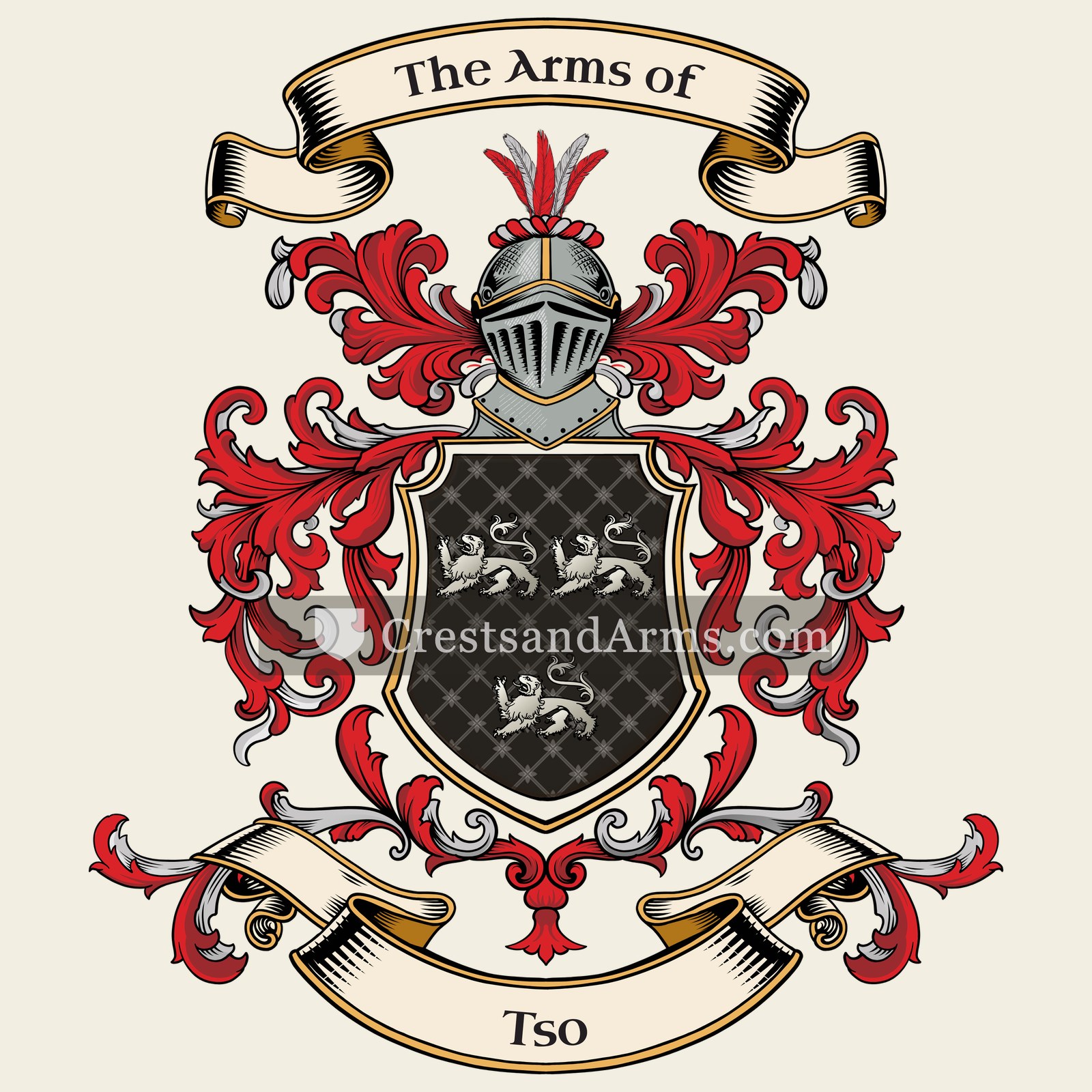 The Tso coat of arms, drawn from the recorded blazon
