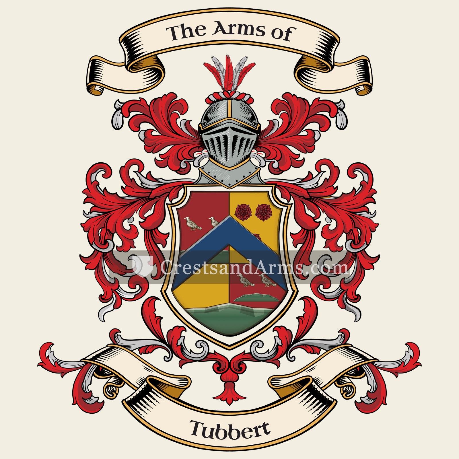 The Tubbert coat of arms, drawn from the recorded blazon