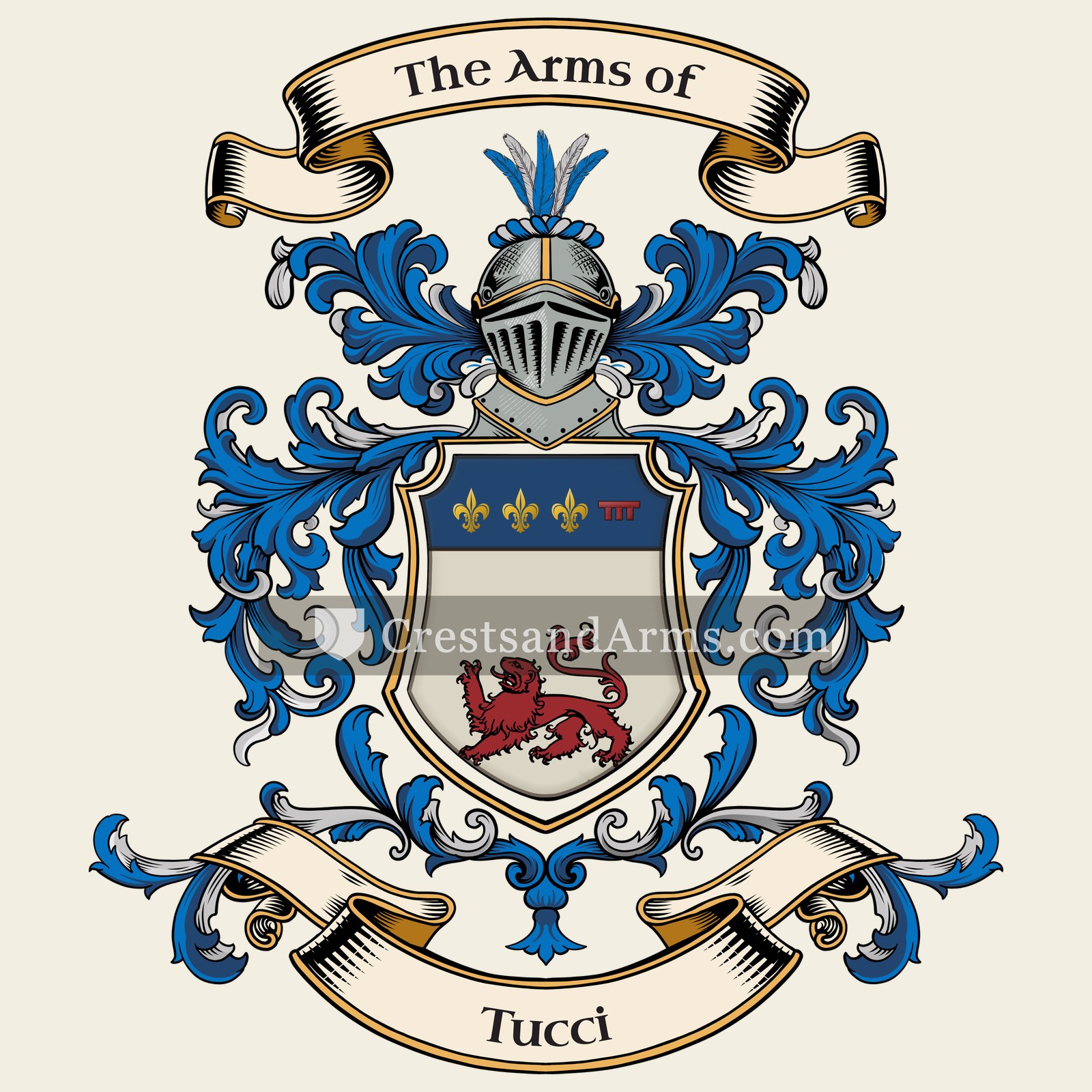 The Tucci coat of arms, drawn from the recorded blazon