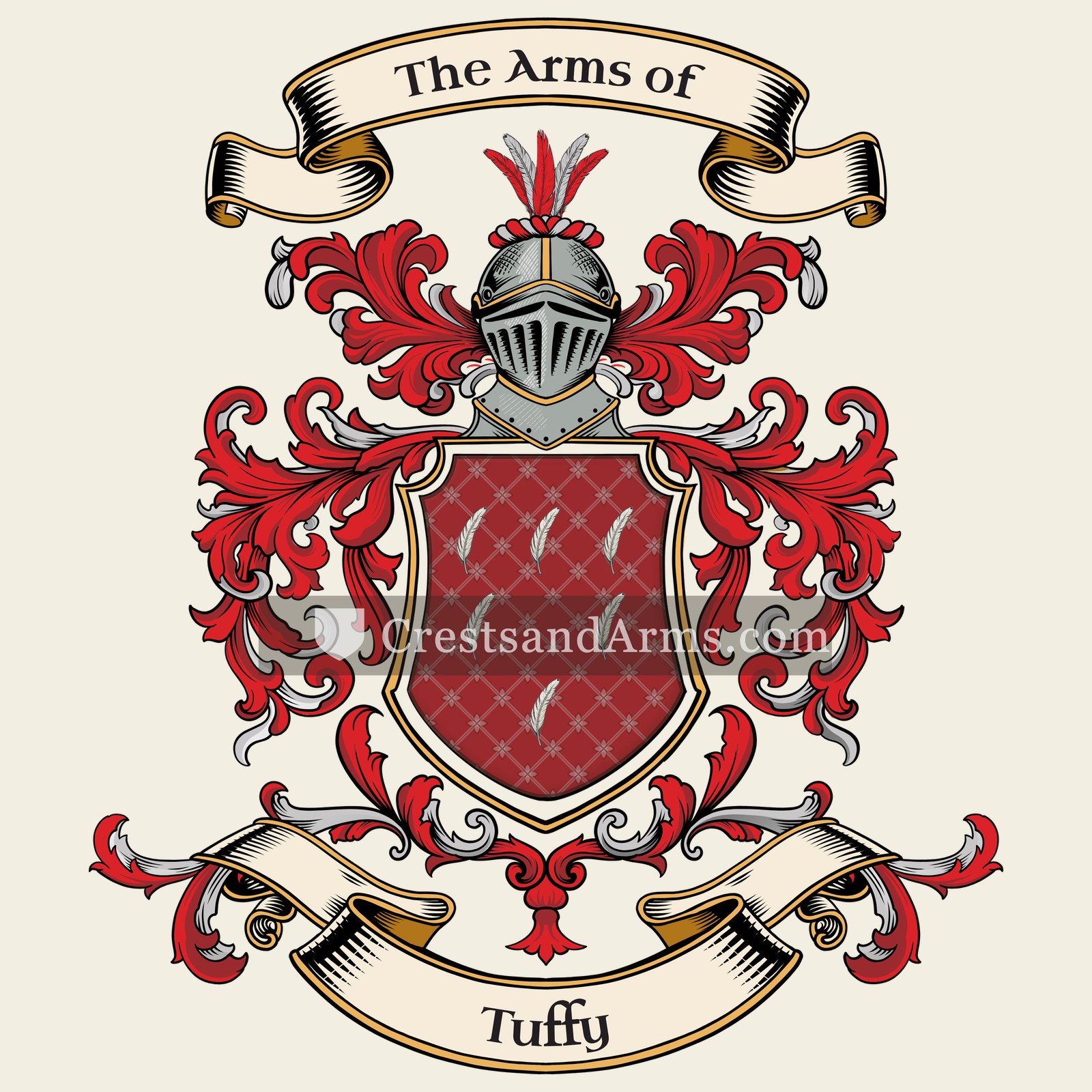 The Tuffy coat of arms, drawn from the recorded blazon
