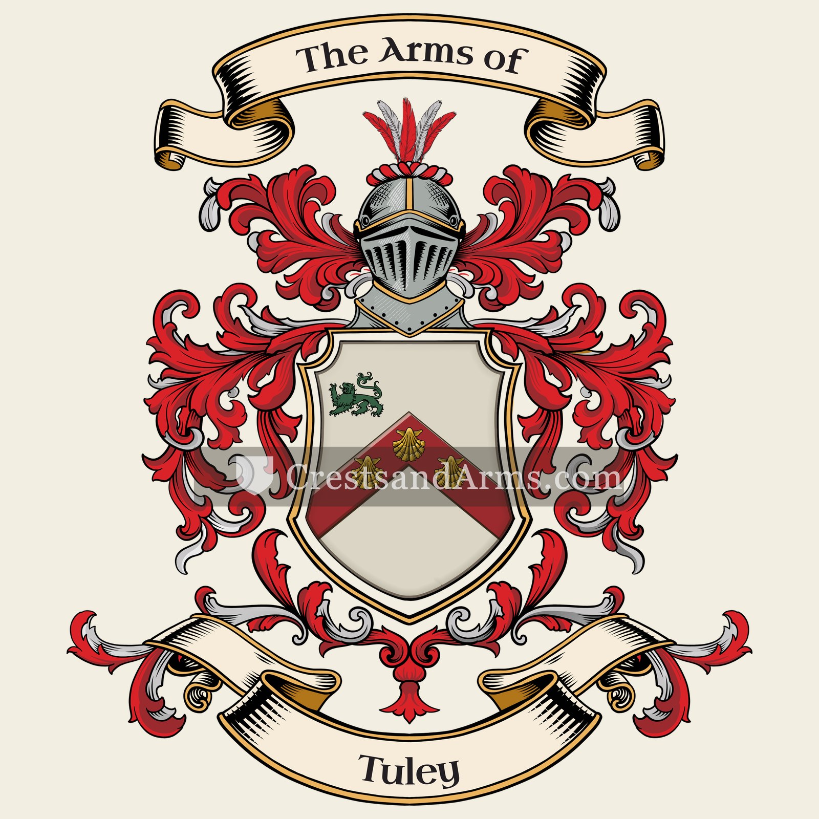 The Tuley coat of arms, drawn from the recorded blazon