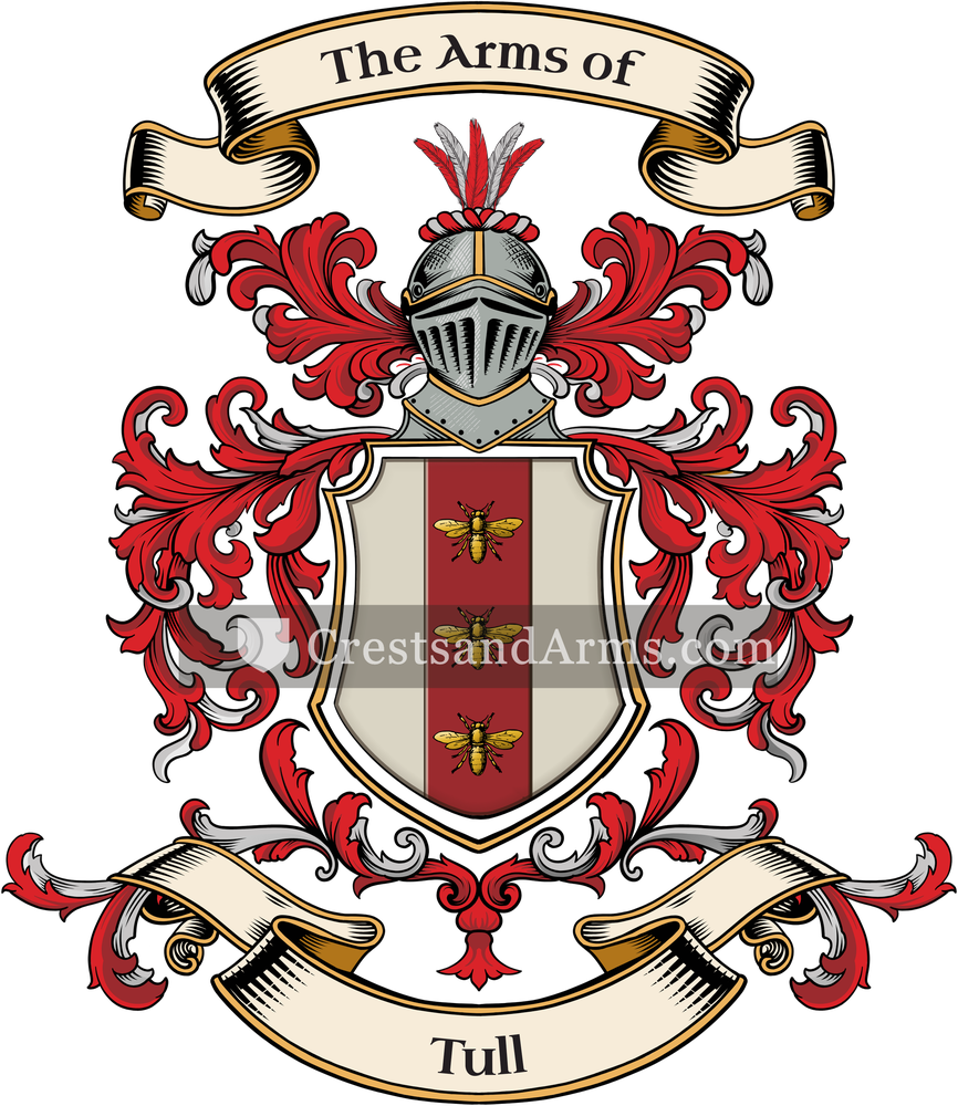The Tull coat of arms, drawn from the recorded blazon