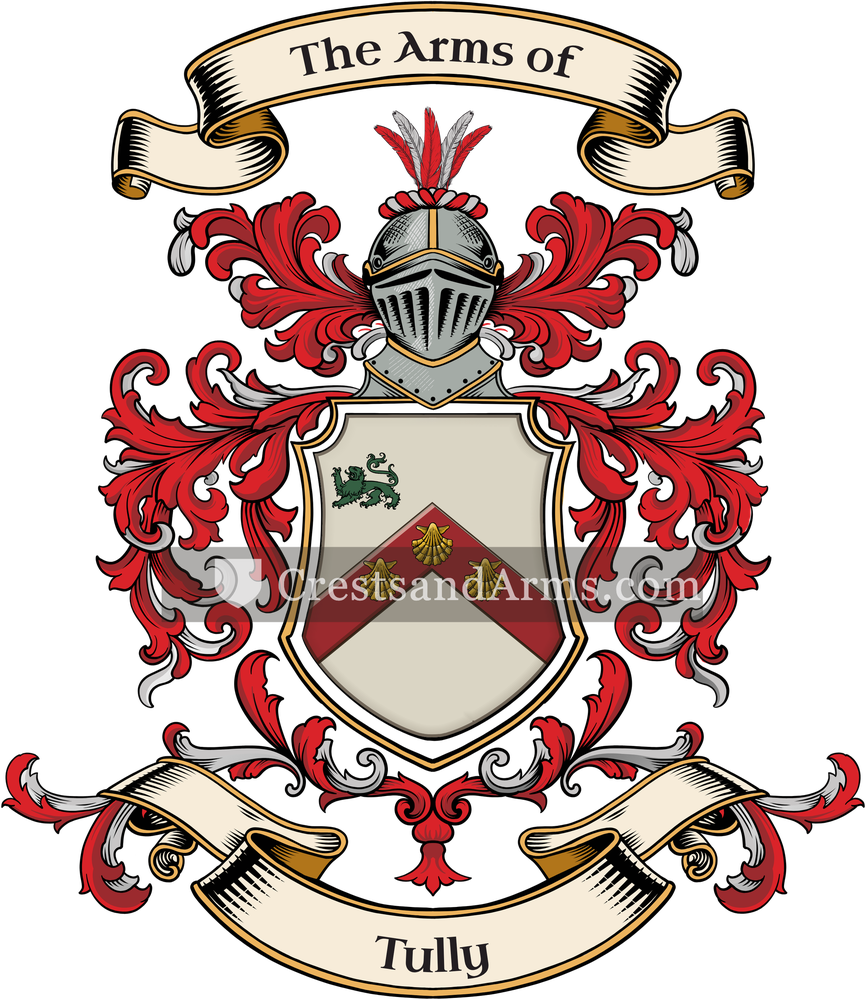 The Tully coat of arms, drawn from the recorded blazon